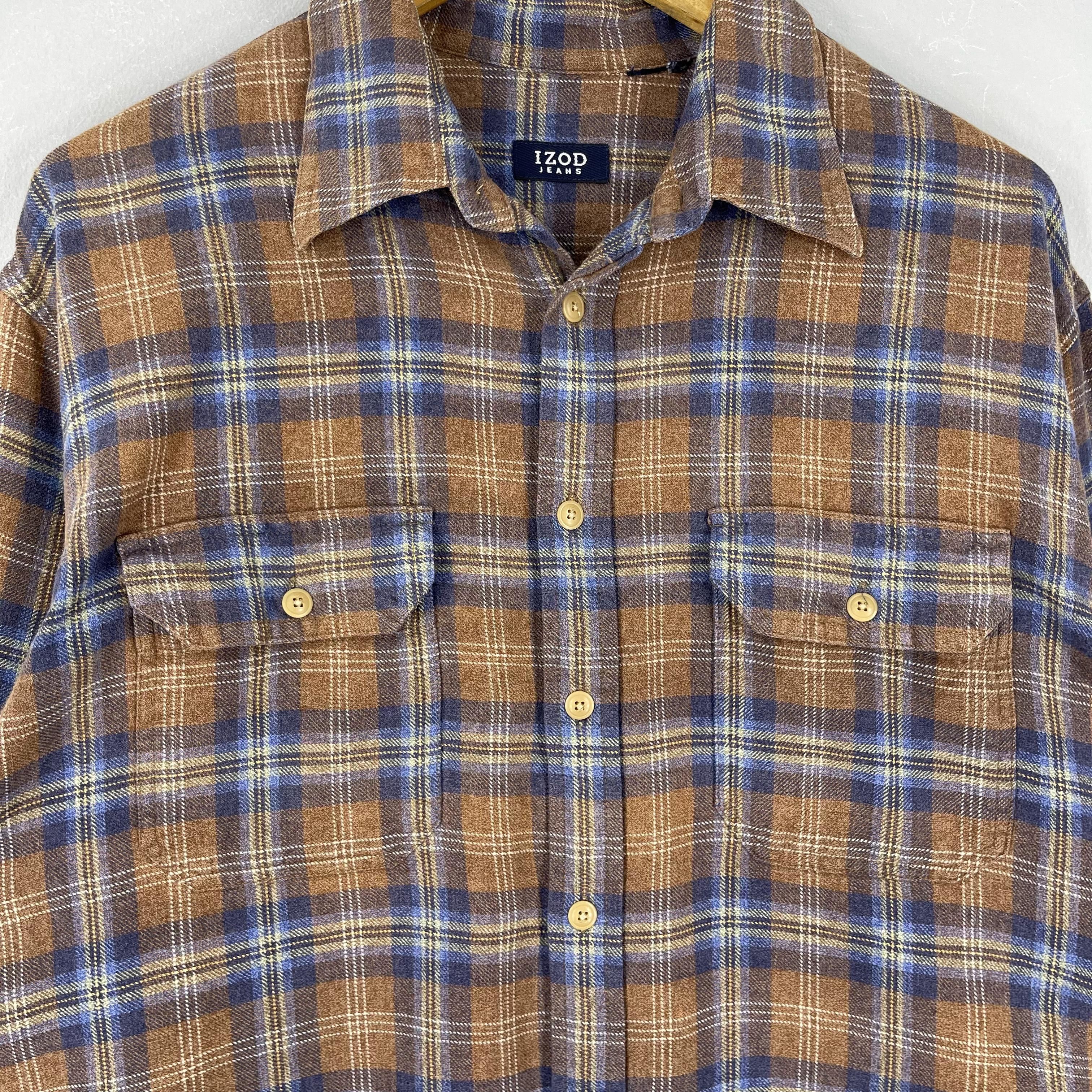 Flannel Vintage Checkered Tartan Brown/Blue Flannel Button Up Size US L / EU 52-54 / 3 - 2 Thumbnail