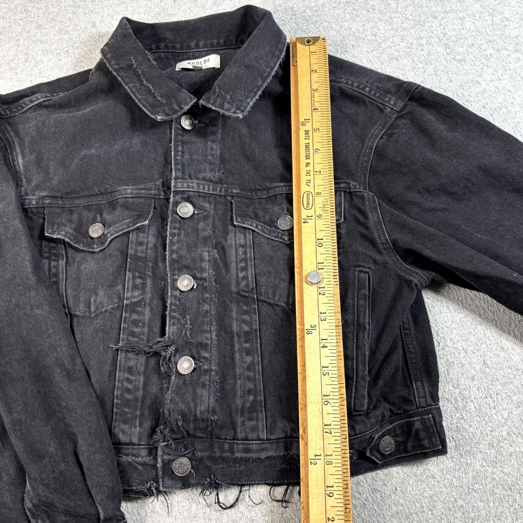 Agolde AGOLDE Denim Jacket Women Small Black Shrunk(en) Charlie Distressed 90s Bohemian Organic Size S / US 4 / IT 40 - 5 Thumbnail