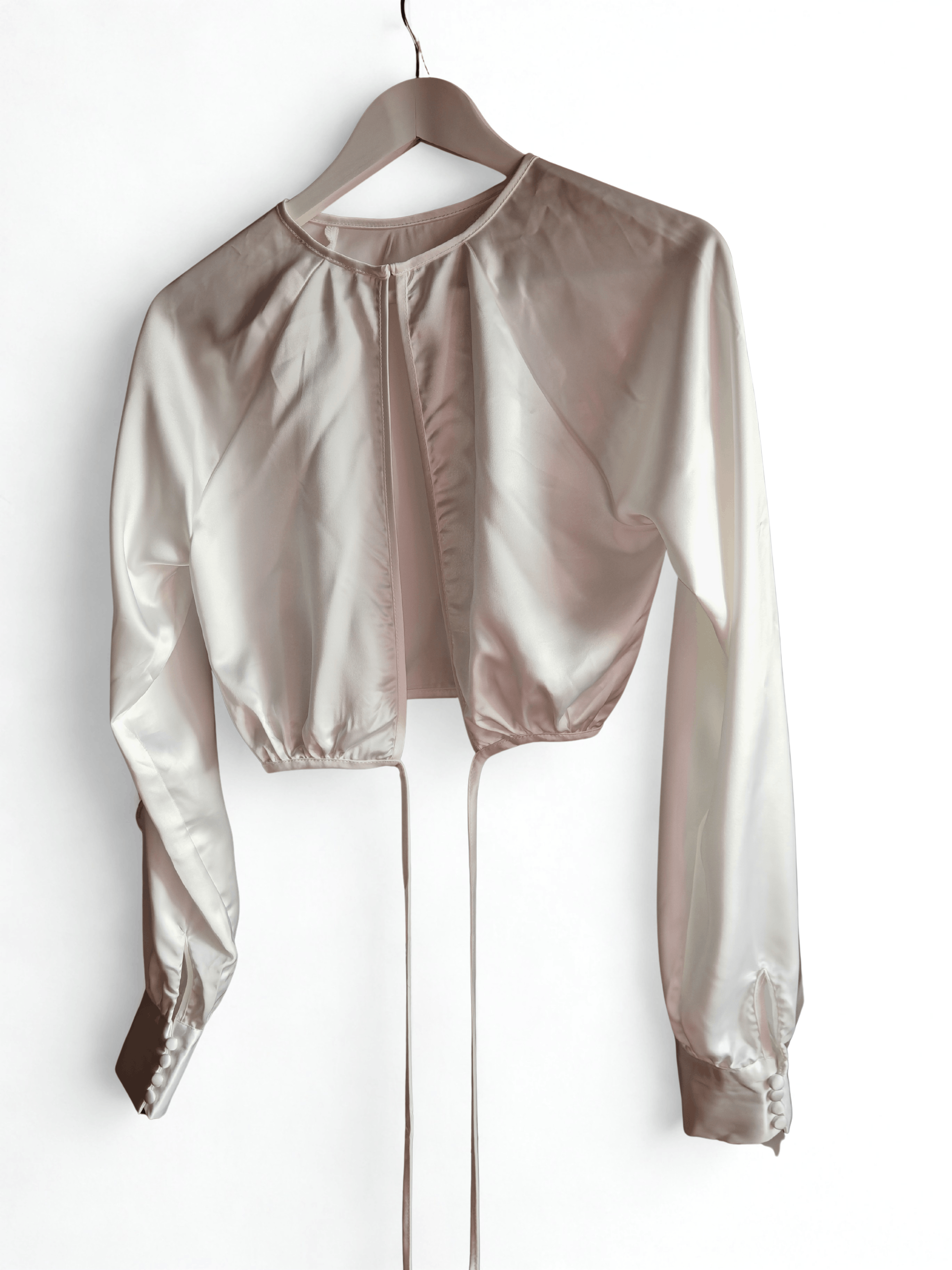 Other White Satin Open Back Crop Blouse by Rumors sz M Size M / US 6-8 / IT 42-44 - 4 Thumbnail