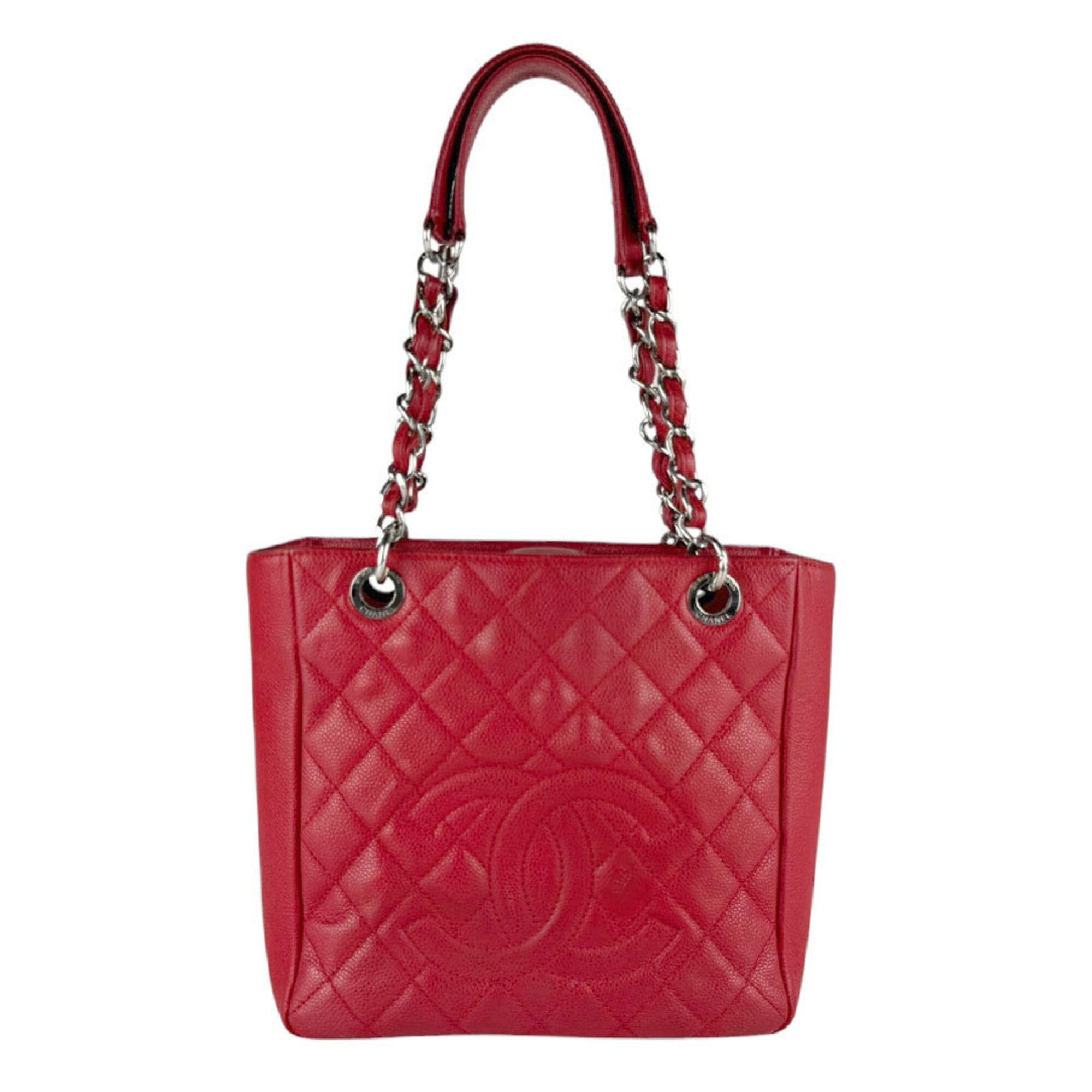Chanel Chanel Handbag PST Caviar Leather Red Women's z9798 Size ONE SIZE - 1 Thumbnail