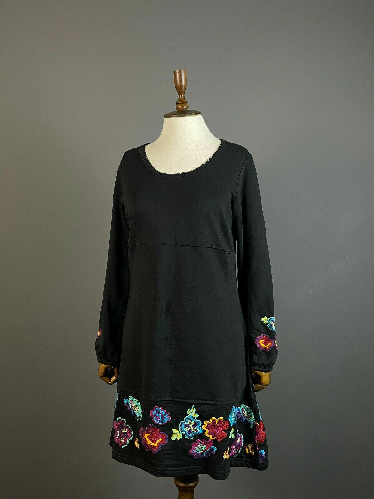 Designer Deerberg by Oska Black Floral Long Sleeve Dress Size S Size S / US 4 / IT 40 - 1 Thumbnail