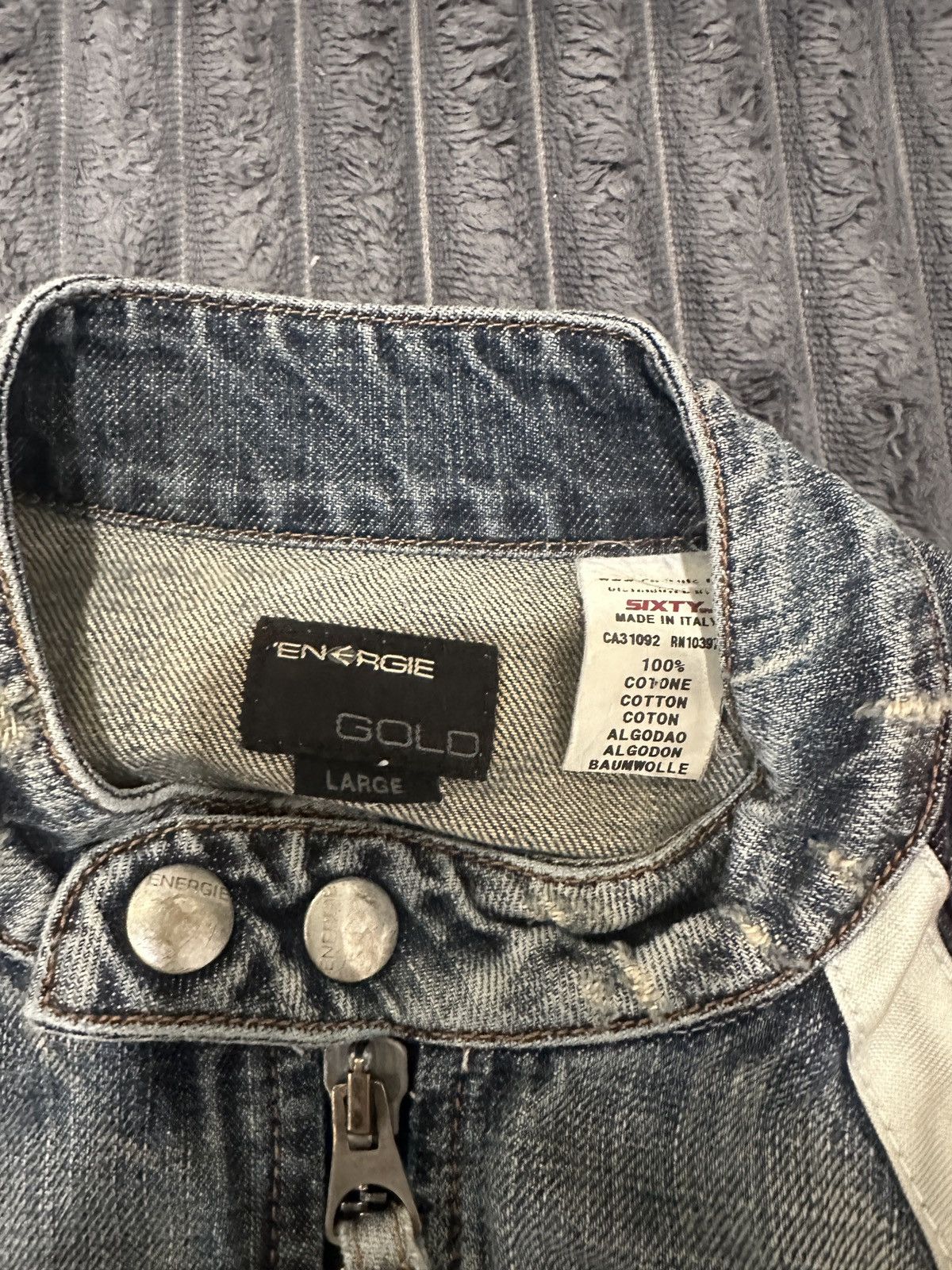 Energie Vintage ENERGIE Gold Racing Denim Jacket (Large) Size US L / EU 52-54 / 3 - 3 Thumbnail