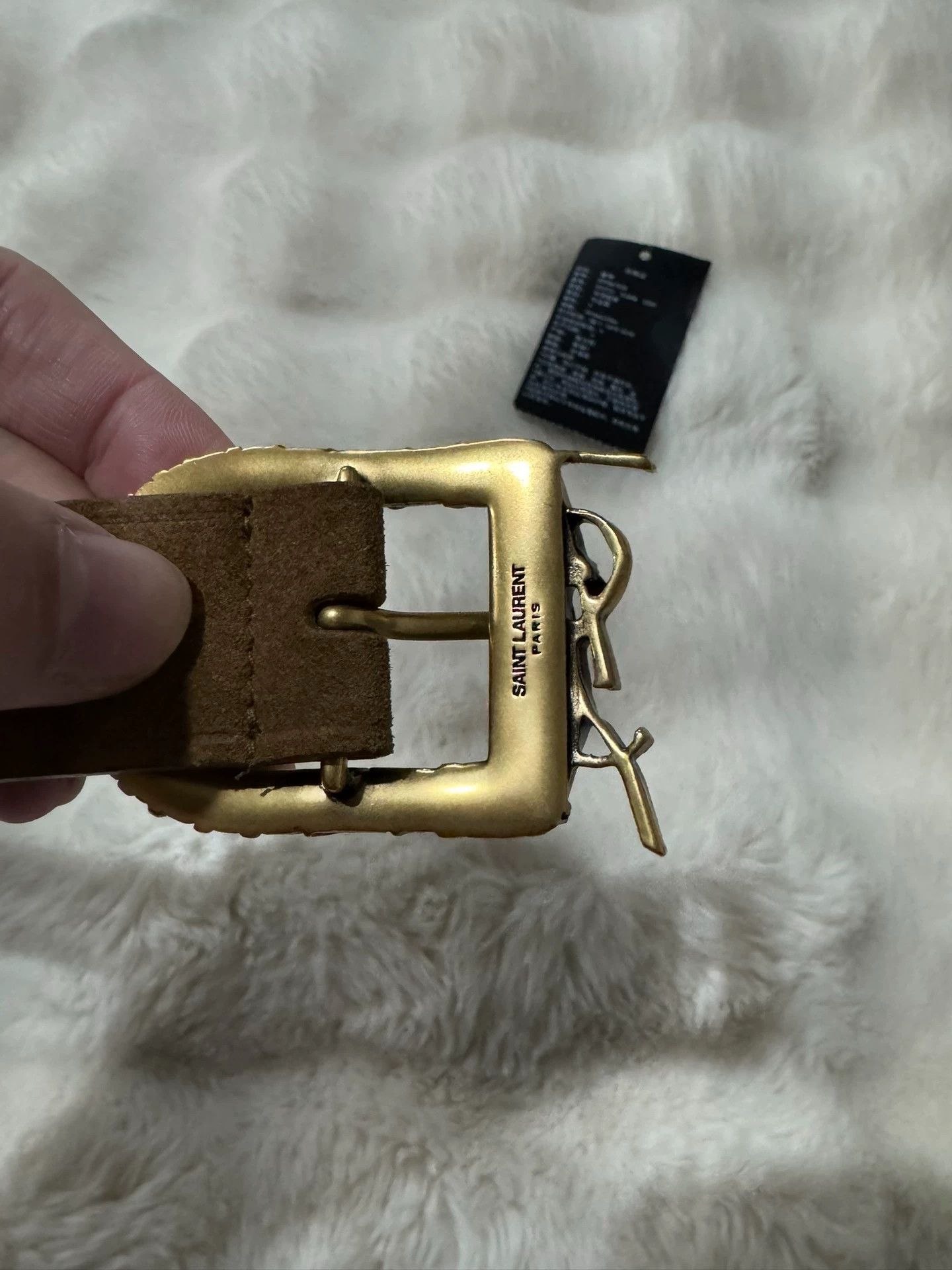 Saint Laurent Paris Saint Laurent (SLP) gold-plated engraved logo belt, Size ONE SIZE - 2 Thumbnail