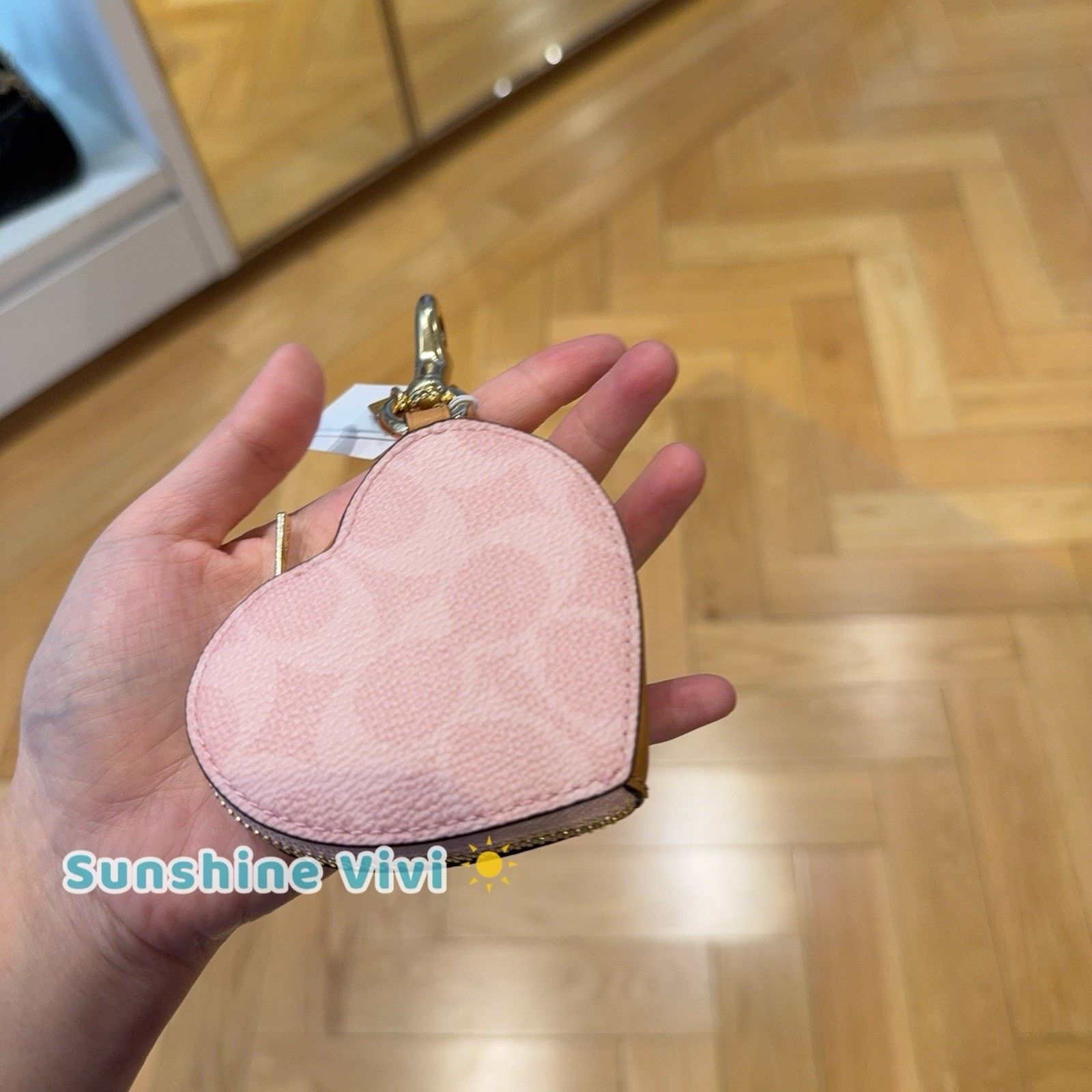 Coach NWT Coach Heart Bag Charm Signature Canvas CEA22 Powder Pink Size ONE SIZE - 1 Thumbnail