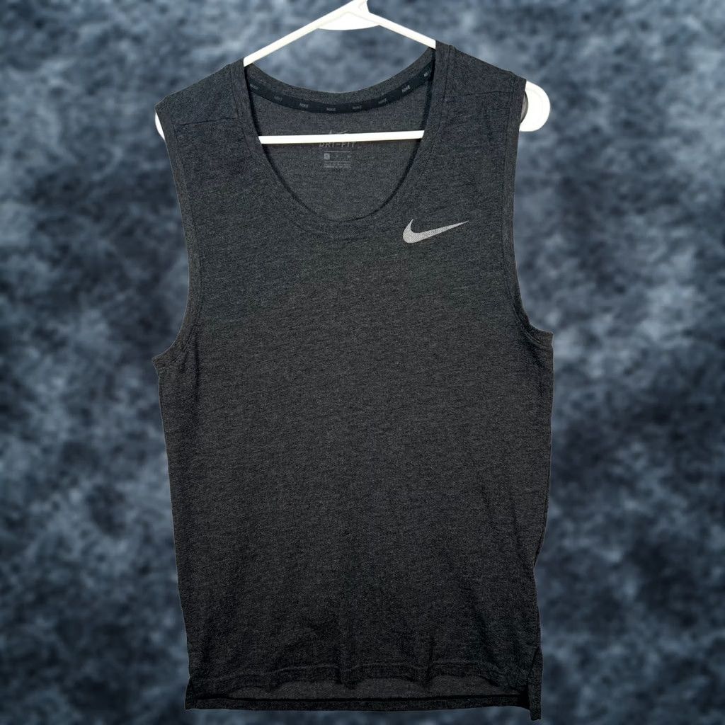 Nike Nike Dri-FIT Tank Top Mens Small Charcoal Gray Lightweight Athletic Running Size US S / EU 44-46 / 1 - 1 Thumbnail