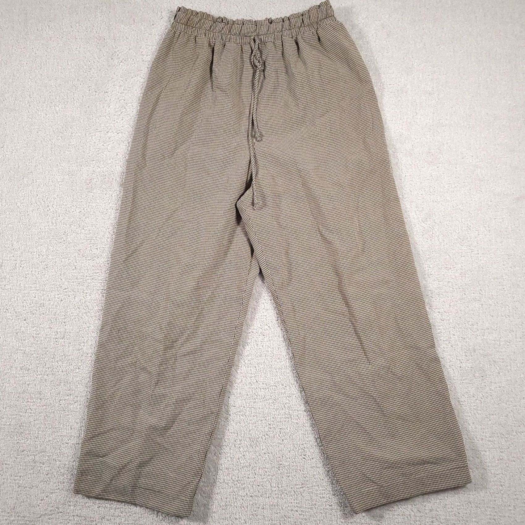 Vintage VINTAGE christy girl Pants Women's 10 Black Tan Check Pull On Wide-Leg Crop USA Made Size 32" / US 10 / IT 46 - 2 Thumbnail