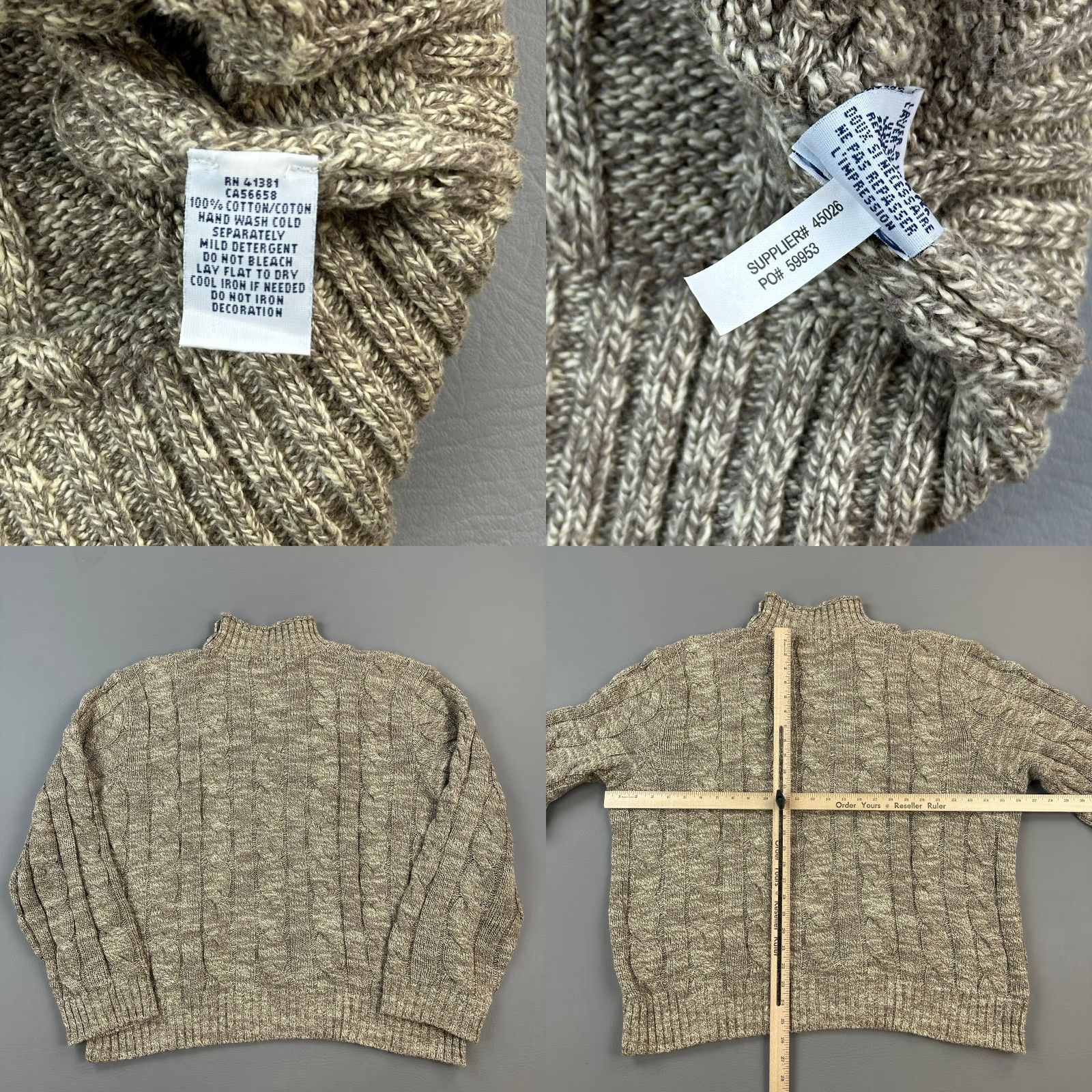 Polo Ralph Lauren Polo Ralph Lauren Sweater Mens XL Beige Cable Knit Button Neck Fisherman Casual Size US XL / EU 56 / 4 - 8 Thumbnail