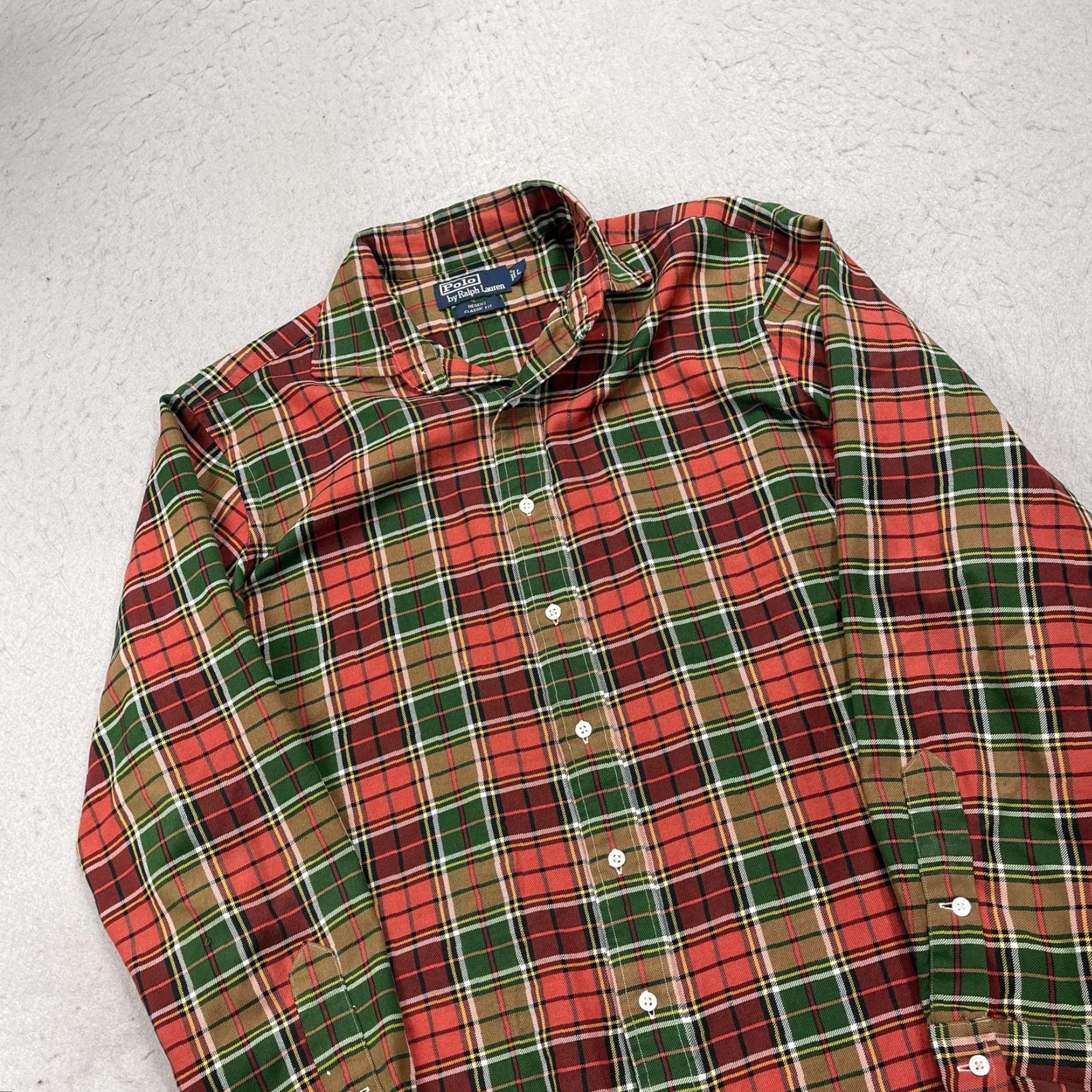 Polo Ralph Lauren Polo Ralph Lauren Shirt Mens Large Multicolor Plaid Regent Classic Cotton Silk Wool Twill Button-Up Long Sleeve Casual Size US L / EU 52-54 / 3 - 3 Thumbnail