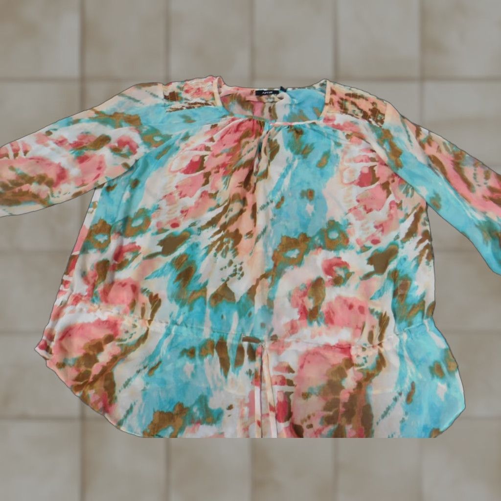 Apt. 9 Apt. 9 Blouse Womens XL Blue Crew Neck 3/4 Sleeve Pullover Stretch Casual Size XL / US 12-14 / IT 48-50 - 1 Thumbnail