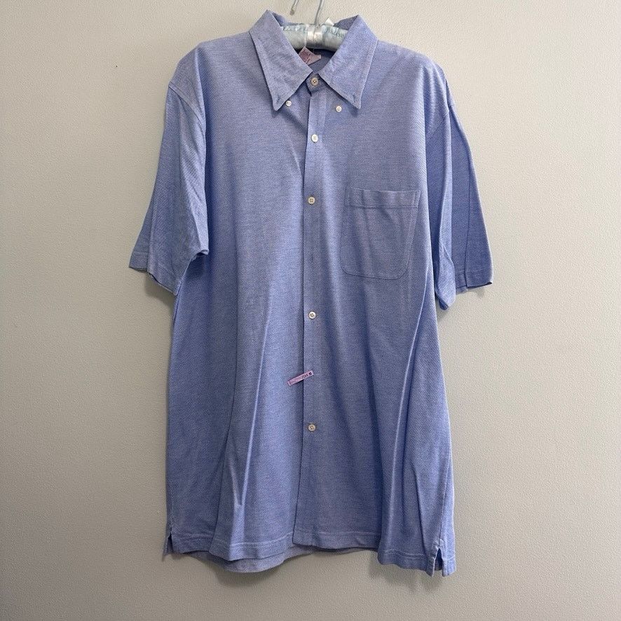 Brooks Brothers Brooks Brothers blue jersey knit short sleeve button down Size US M / EU 48-50 / 2 - 2 Thumbnail