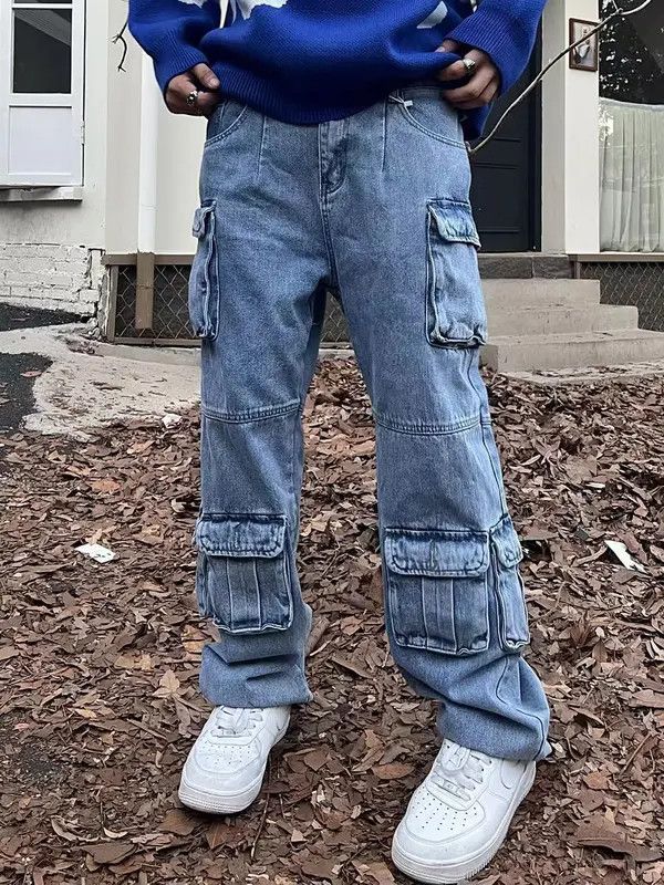 VIBE Street wash multi-pocket straight-leg jeans Size US 34 / EU 50 - 1 Thumbnail