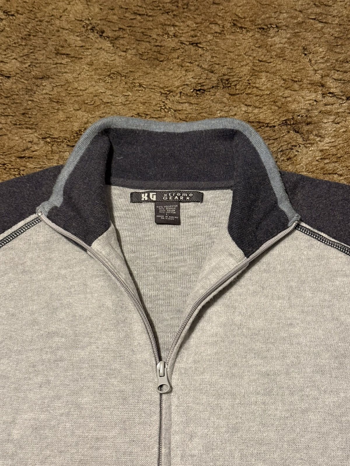 Vintage Vintage Y2K Xtreme Gear Full Zip Collared Sweater Grey Large Size US L / EU 52-54 / 3 - 5 Thumbnail