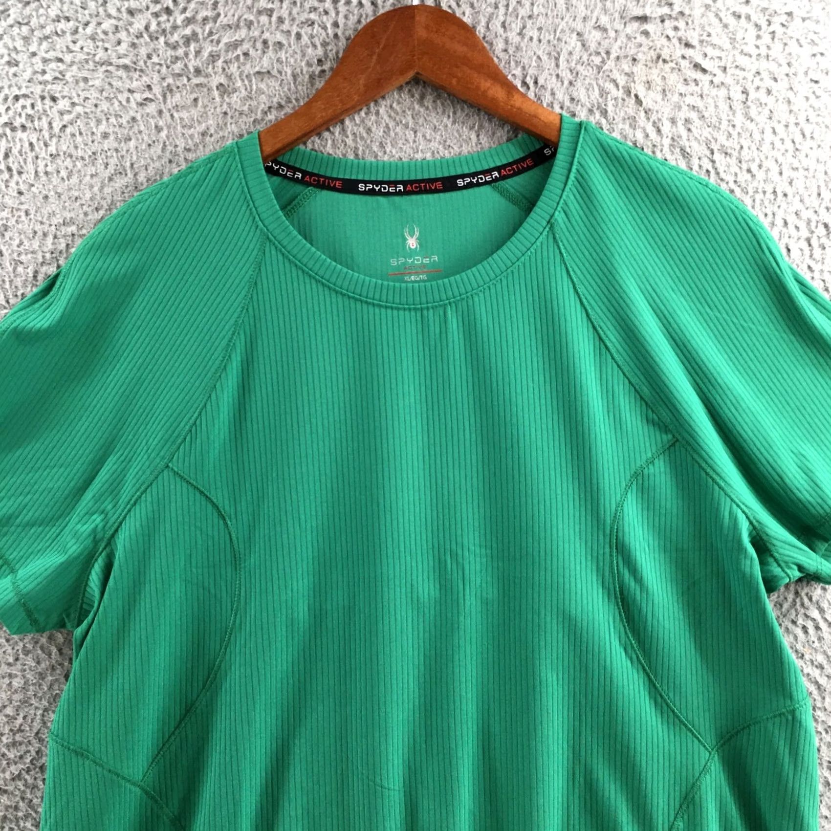 Spyder Spyder Active Shirt Womens XL Green Ribbed Short Sleeve Stretch Athletic Top Size XL / US 12-14 / IT 48-50 - 2 Thumbnail