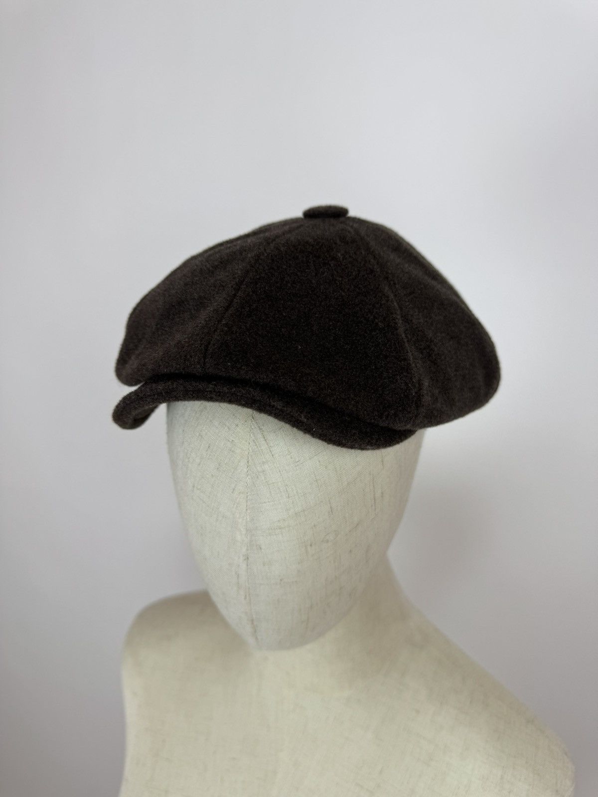 Designer × Handmade MAYSER Bakerboy Hat Brown Wool British Peaky Blinders Cap 55 Size ONE SIZE - 2 Thumbnail