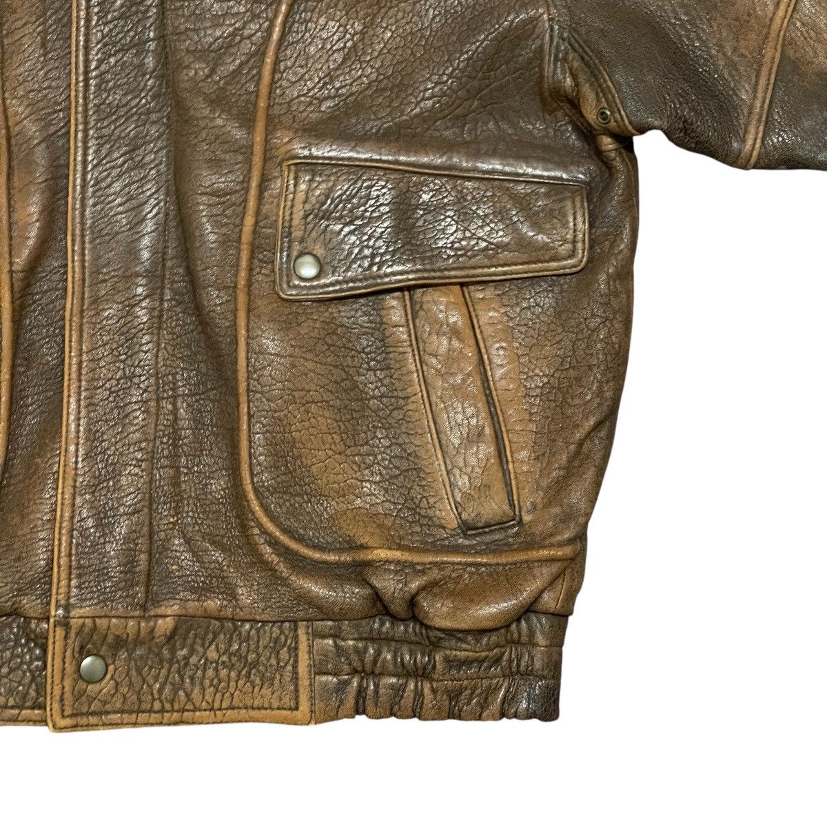 Vintage Vintage 90s Distressed Brown Sheep Leather A-2 Bomber Jacket Size US L / EU 52-54 / 3 - 3 Thumbnail