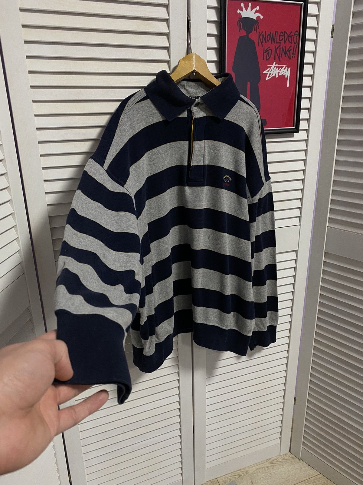 Paul & Shark × Vintage Vintage Longsleeve Rugby Shirts Paul Shark Yachting Striped Size US L / EU 52-54 / 3 - 3 Thumbnail