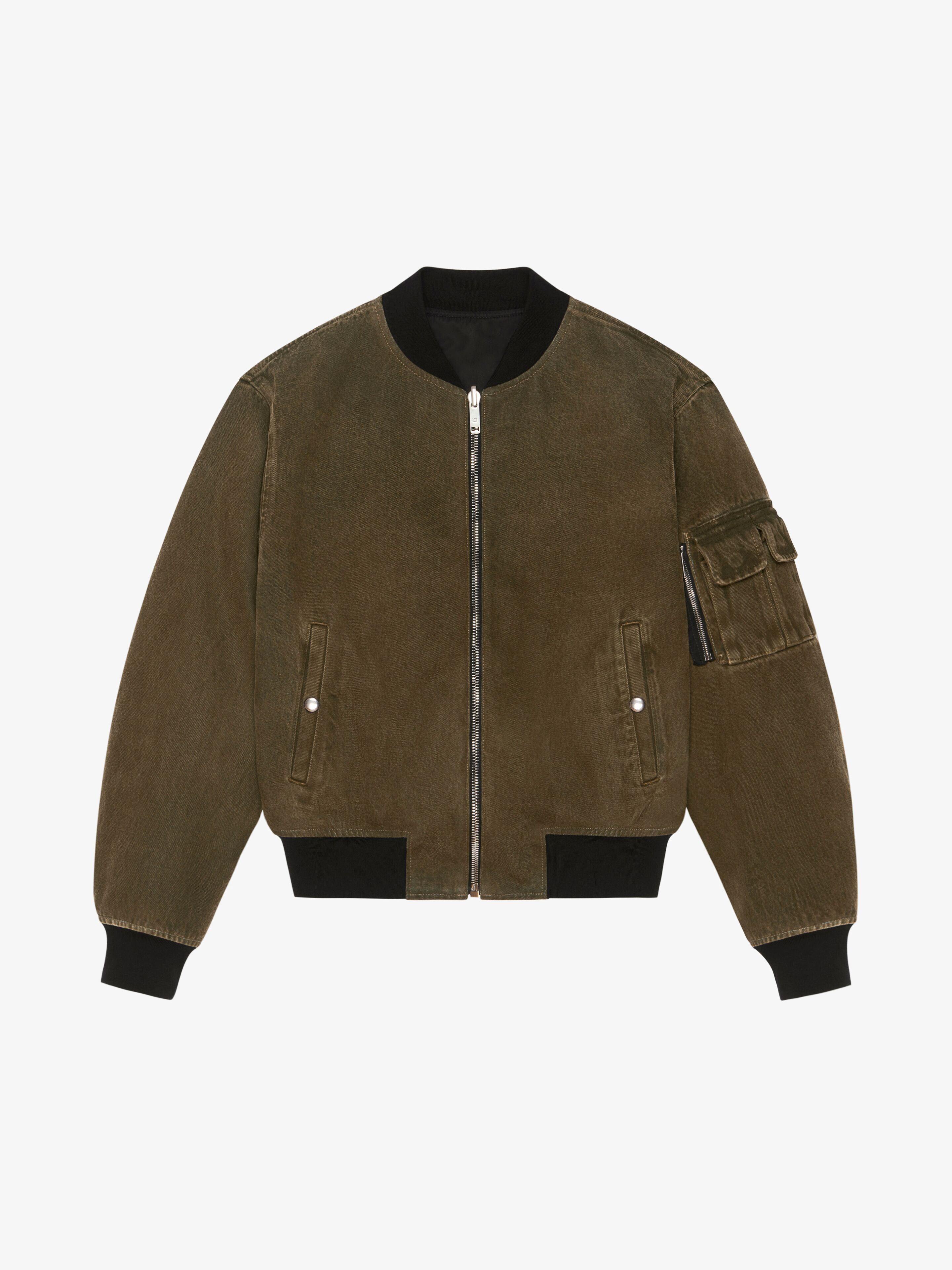 o1w1db10925 Reversible Bomber Denim Jacket in Green