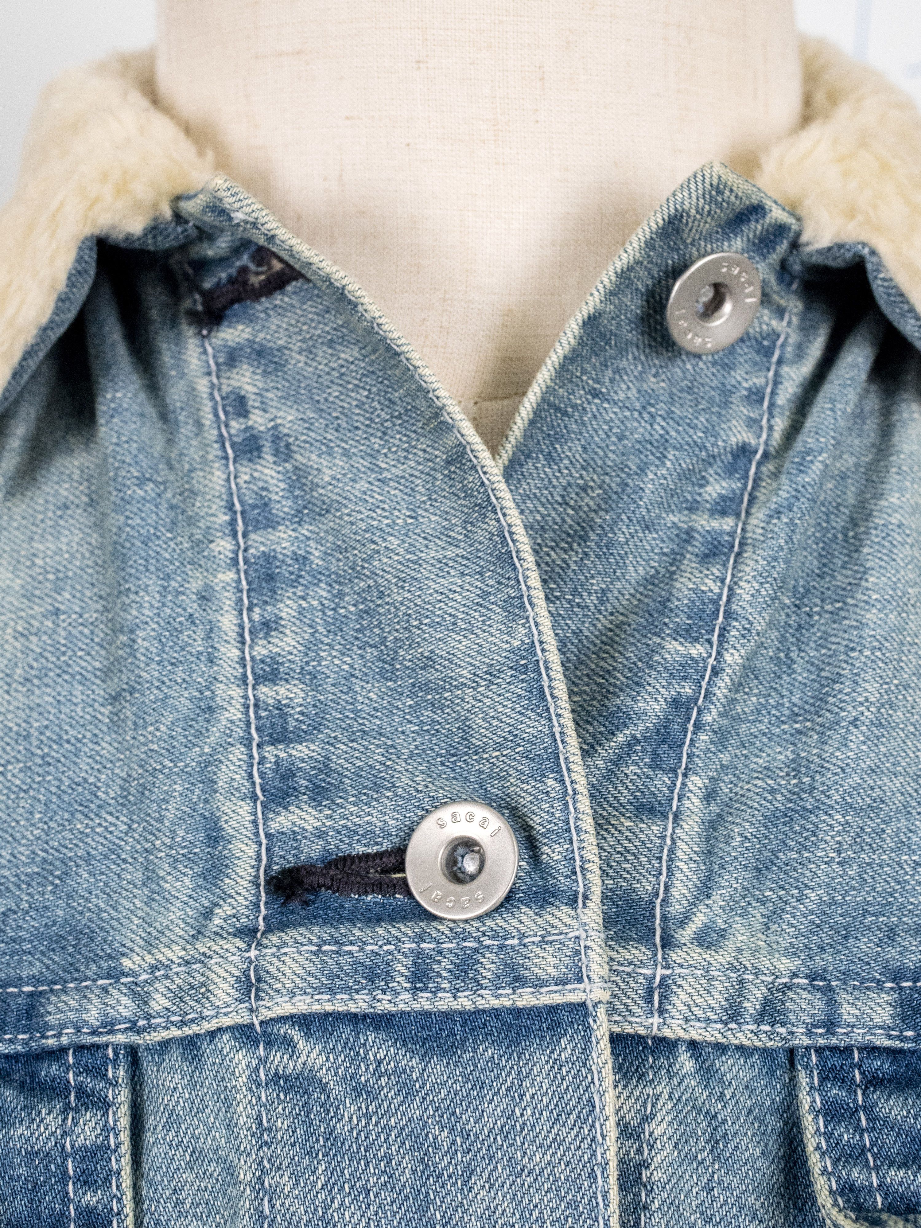 Sacai Sacai Blue Washed Denim Jackets With Fur Collar Size S / US 4 / IT 40 - 3 Thumbnail