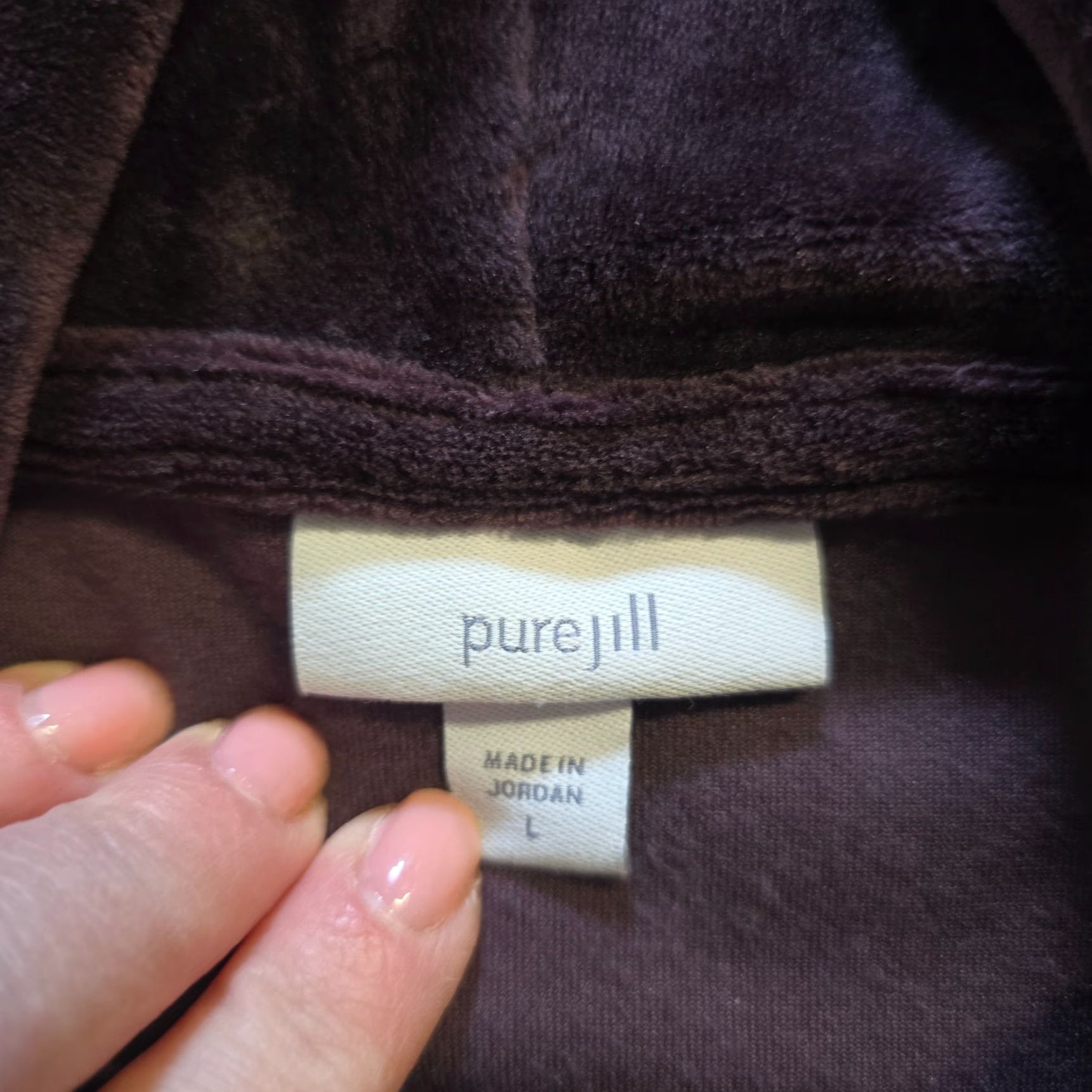J. Jill J. Jill Top Womens L Purple Velour Long Sleeve Stretch Casual Career Shirt Size L / US 10 / IT 46 - 4 Thumbnail