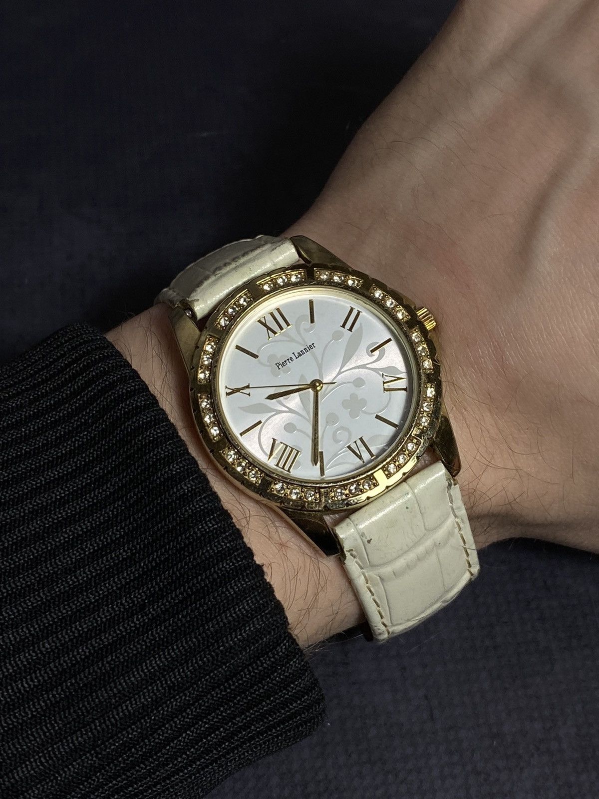 Jewelry × Vintage Pierre Lannier Gold & White Watch | Swiss Movement Size ONE SIZE - 2 Thumbnail