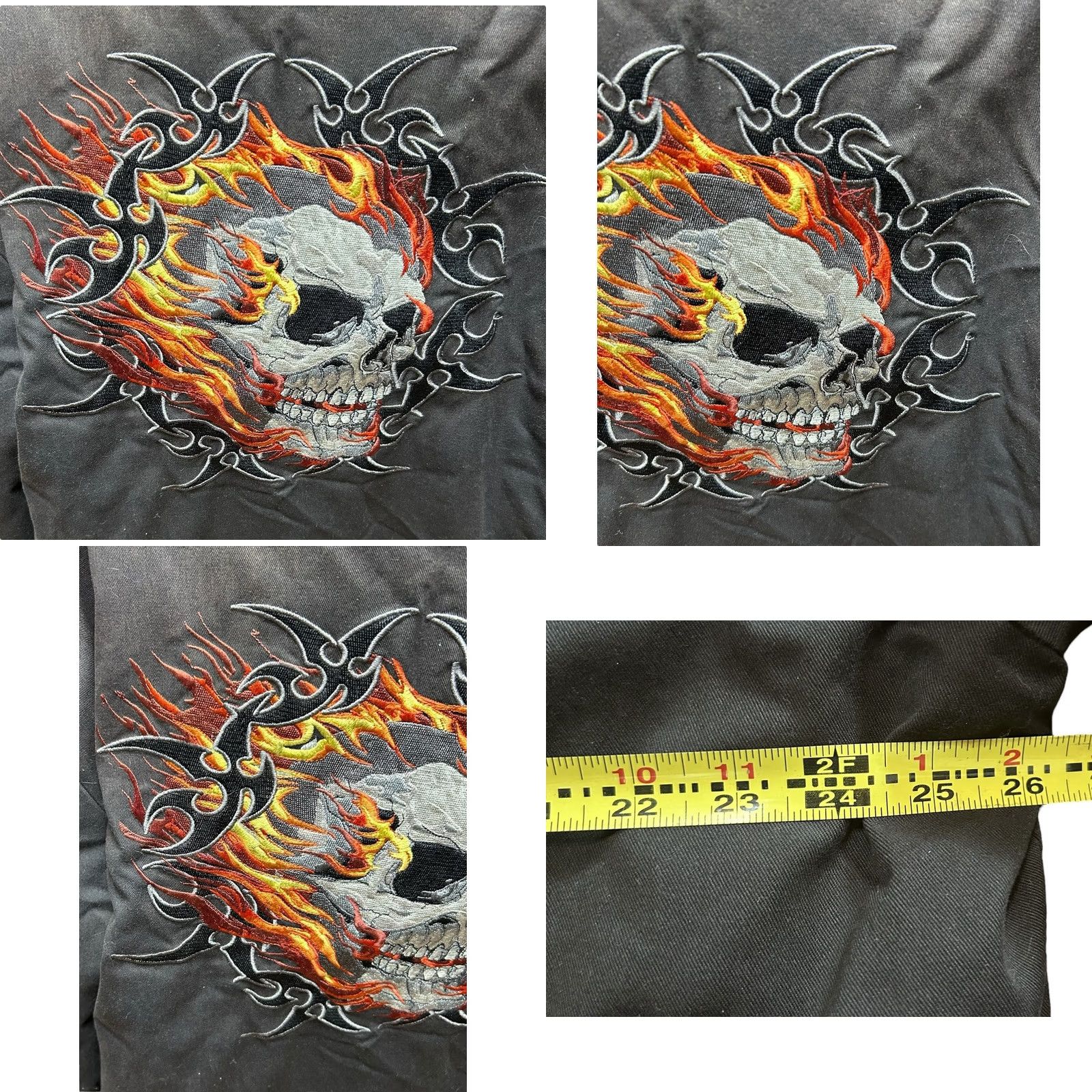 Vintage Hot Leathers Men's Polyester Motorcycle Jacket Burning Skull Size 3XL Black Size US XXL / EU 58 / 5 - 9 Thumbnail