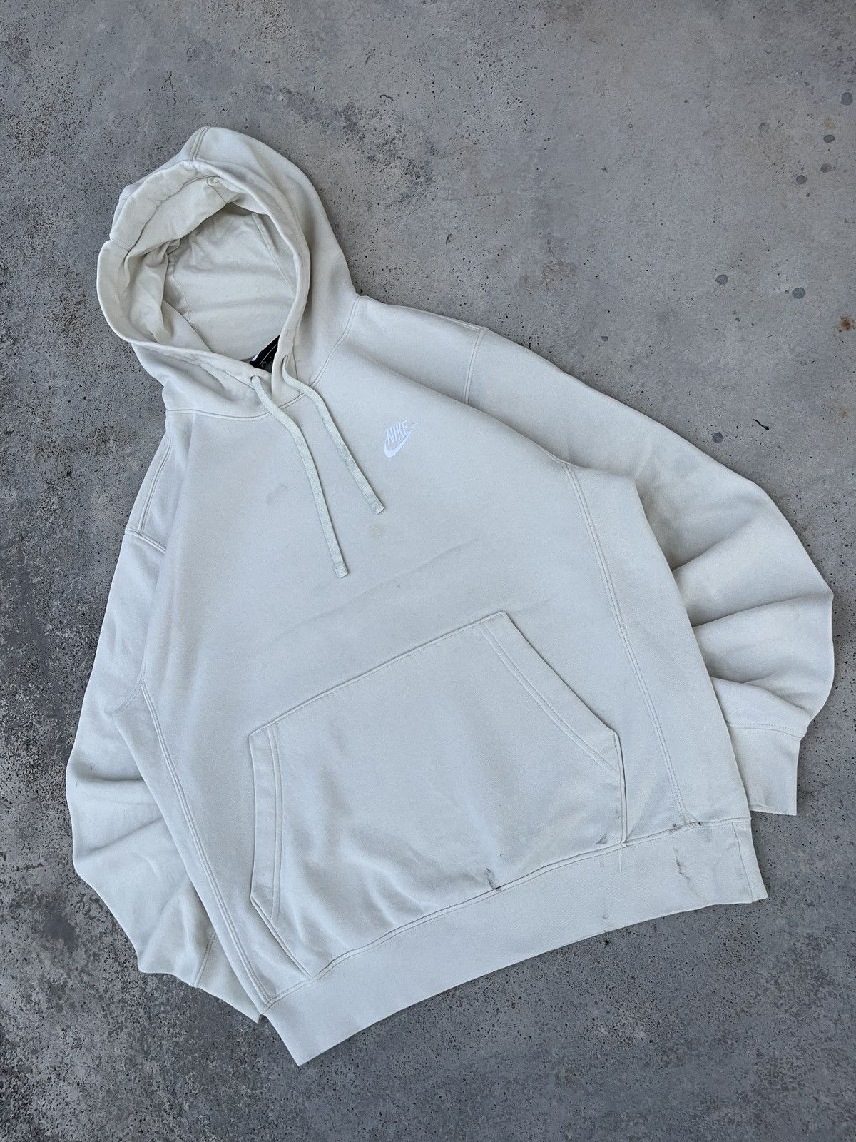 Nike × Vintage Vintage Nike Small Swoosh Cream Pullover Hoodie Size US L / EU 52-54 / 3 - 2 Thumbnail