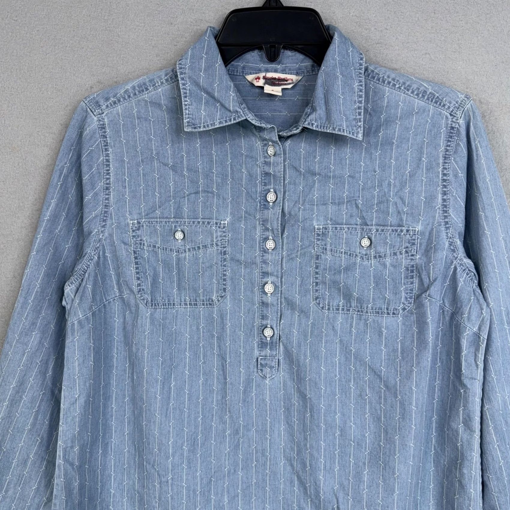 Brooks Brothers Brooks Brothers Womens 6 Chambray Shirt Dress Stripes Size M / US 6-8 / IT 42-44 - 2 Thumbnail