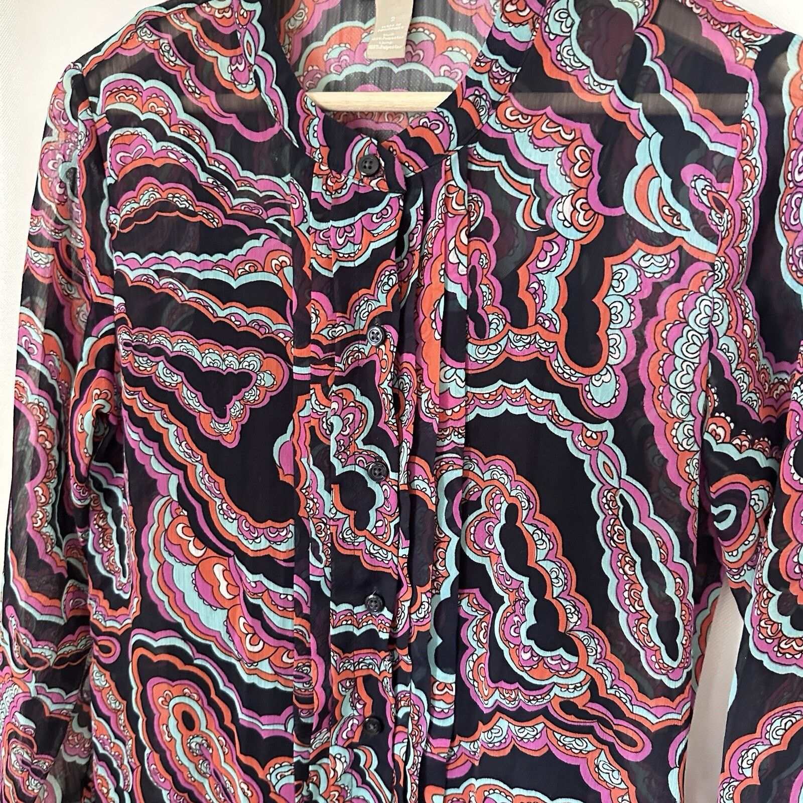 Banana Republic Banana Republic Dress Collar Floral Paisley Tie Sheer Casual Size XS / US 0-2 / IT 36-38 - 5 Thumbnail