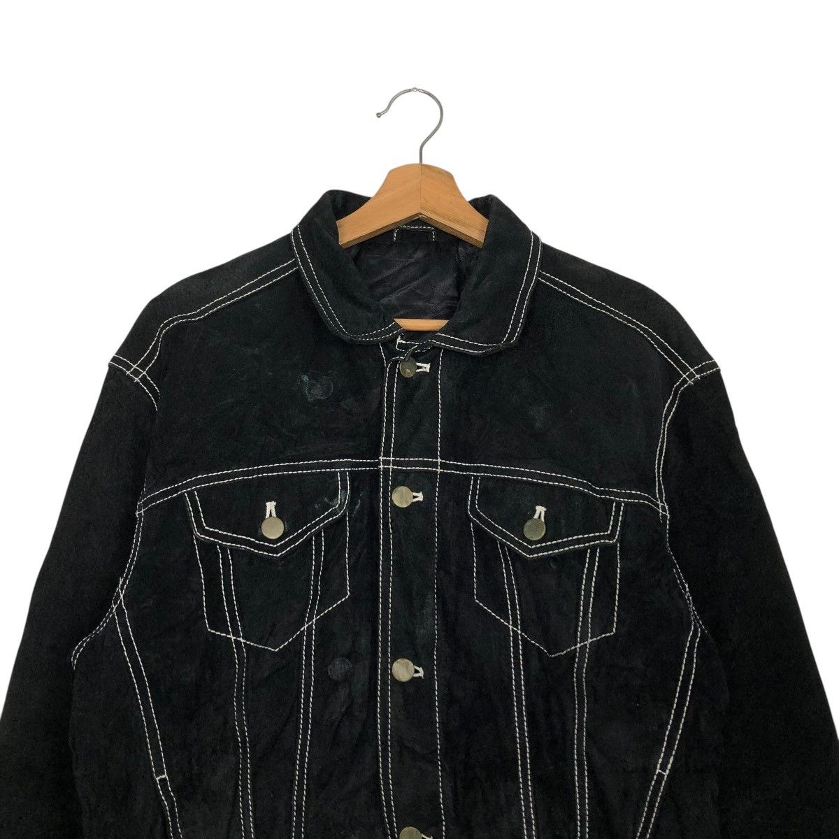 Japanese Brand 🔥VINTAGE TRUCKER BIKER LEATHER JACKET UNBRANDED ISSEY MIYAKE Size US M / EU 48-50 / 2 - 5 Thumbnail