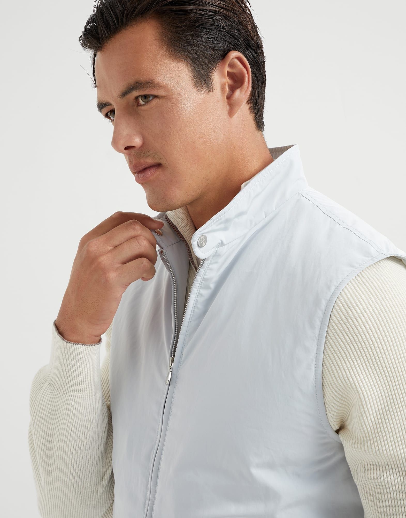 Brunello Cucinelli o1la1rc1a0326 Water-Resistant Microfiber Vest in Light Blue Size US XL / EU 56 / 4 - 3 Thumbnail