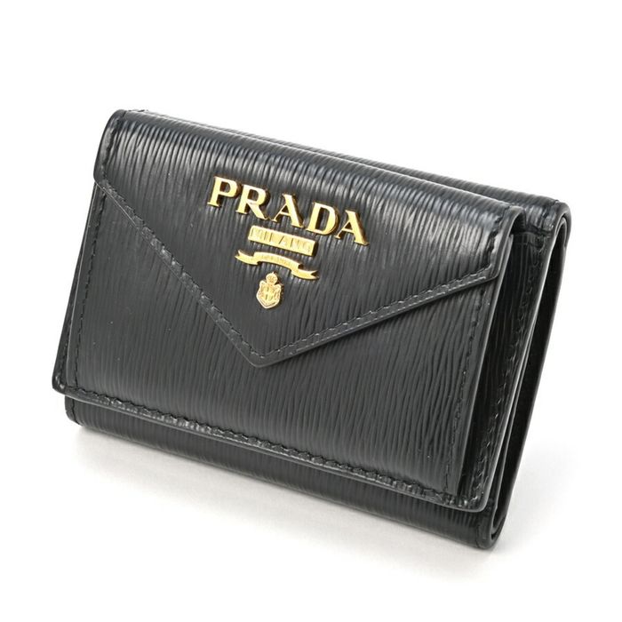 Prada Prada Trifold Wallet Compact 1MH021 Leather Black E-155092 | Grailed