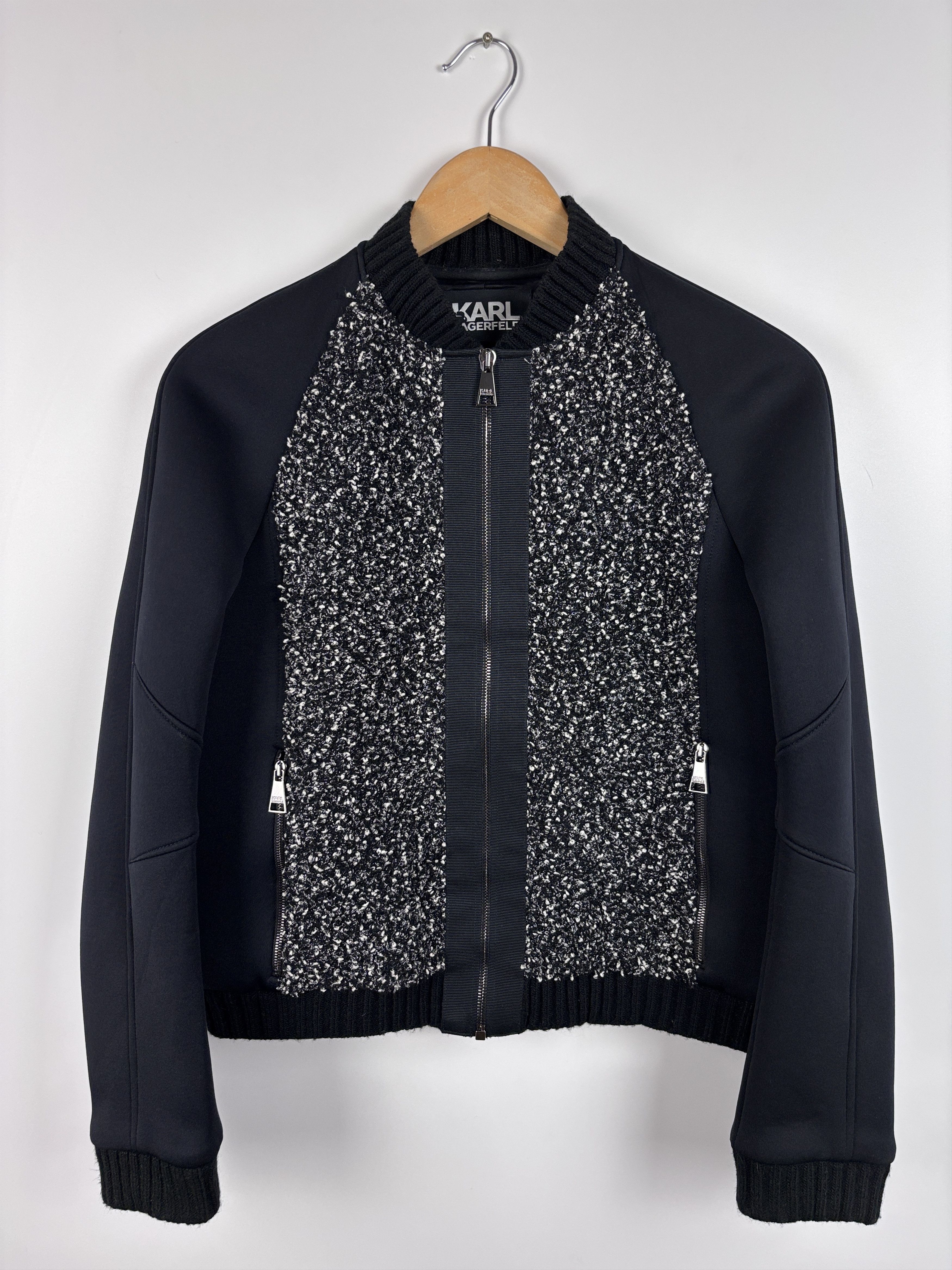 Karl Lagerfeld Womens Karl Lagerfeld Zip Bomber Jacket Black Size EU 34 Size M / US 6-8 / IT 42-44 - 1 Thumbnail