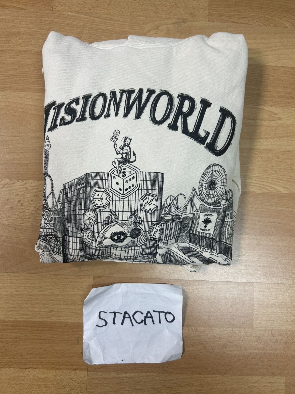 Vintage × Vision Streetwear Visionworld Circus Hoodie Tan Size US M / EU 48-50 / 2 - 4 Thumbnail