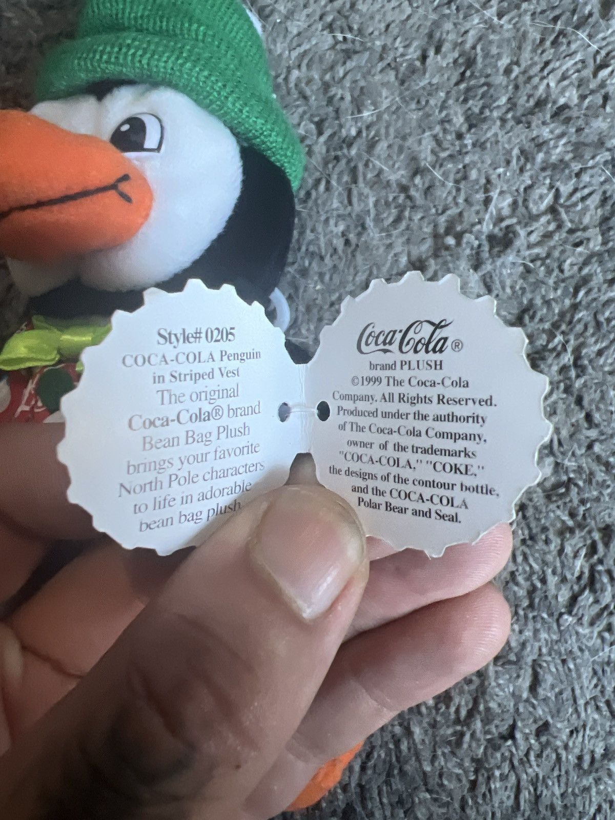 Coca Cola 1999 Coca-Cola Penguin In Striped Vest Bean Bag Plush Size ONE SIZE - 4 Thumbnail