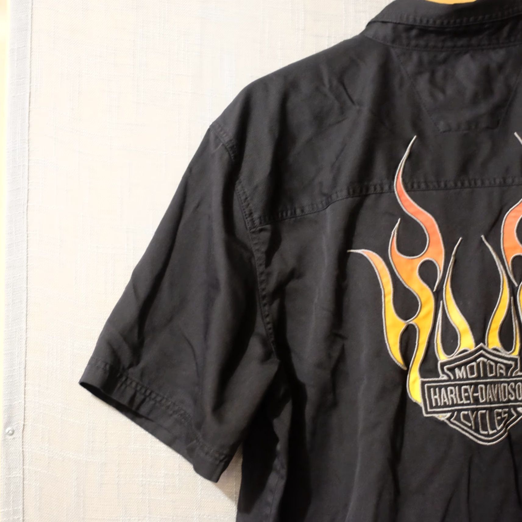 Harley Davidson Harley-Davidson Black Short Sleeve Button Shirt Mens L Casual Cotton Polyester Embroidered Logo Shirt Size US L / EU 52-54 / 3 - 6 Thumbnail