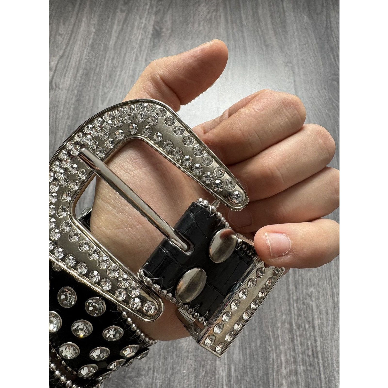 Japanese Brand × Vintage Vintage B.B Simon Style Belt Y2K Rhinestones Punk Metal Size ONE SIZE - 3 Thumbnail