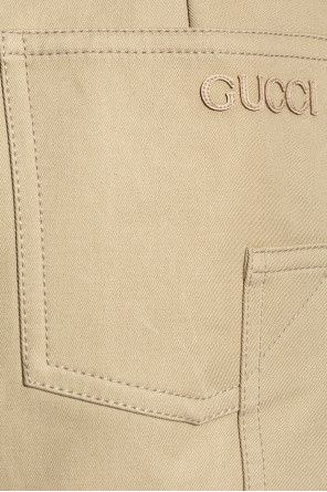 Gucci o1la5ras0526 Embossed Mid-Length Cotton Drill Skirt in Beige Size 25" / US 0 / IT 36 - 5 Thumbnail
