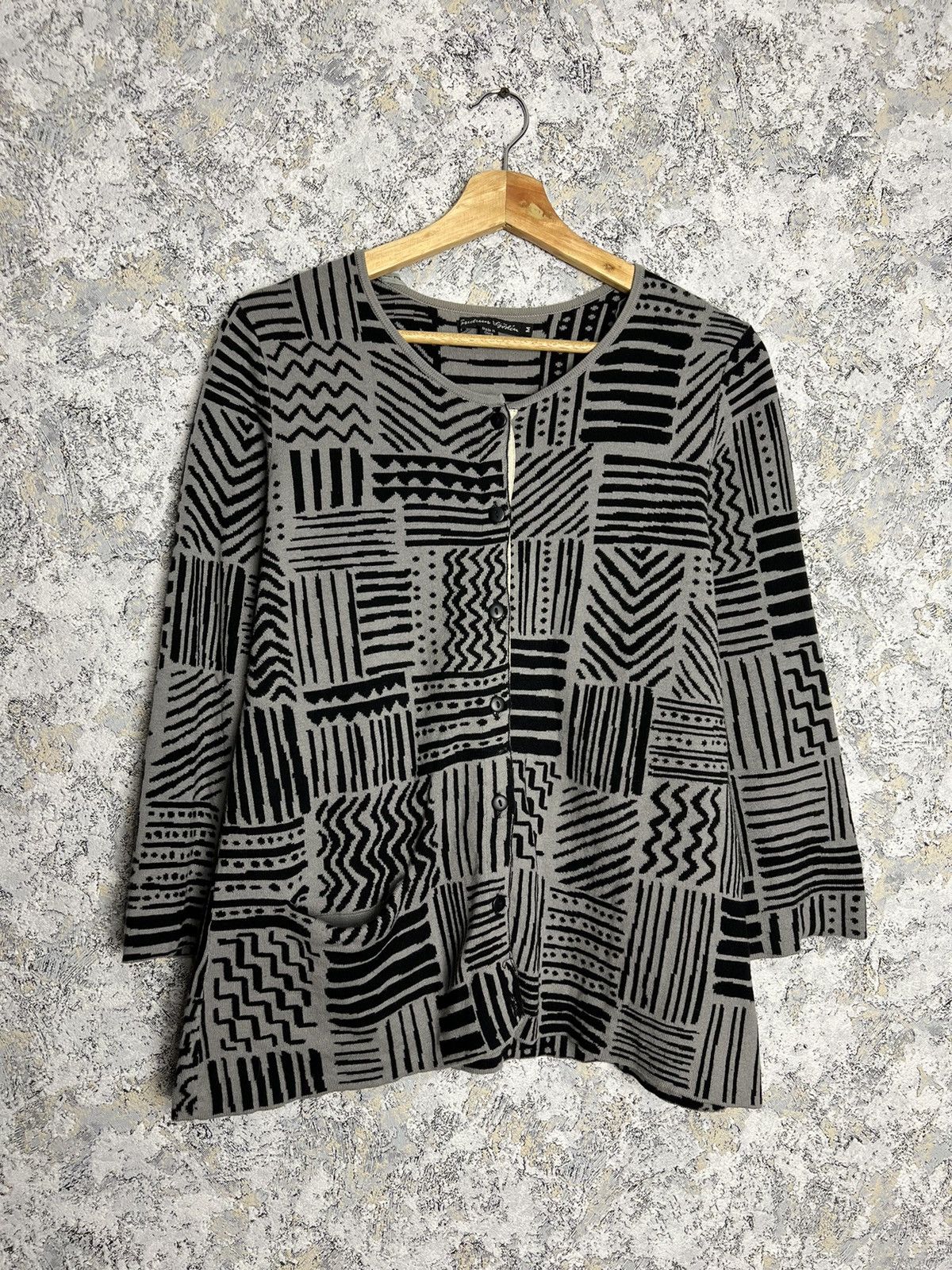 Vintage Gudrun Sjoden Printed Cardigan Button-Up Sweater