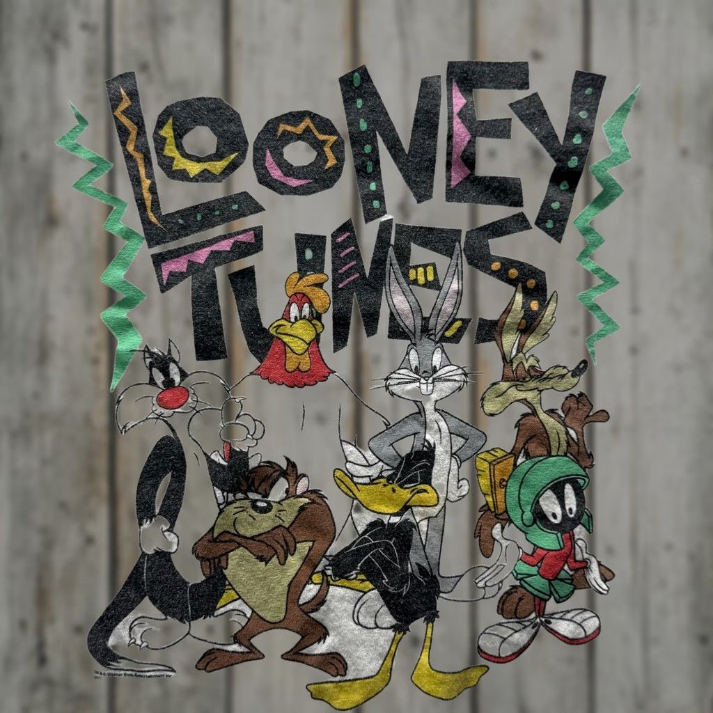 Vintage Looney Tunes Shirt Mens M White Graphic Tee Crewneck 100% Cotton Short Sleeve Logo Back None Vintage: No Size US M / EU 48-50 / 2 - 1 Thumbnail