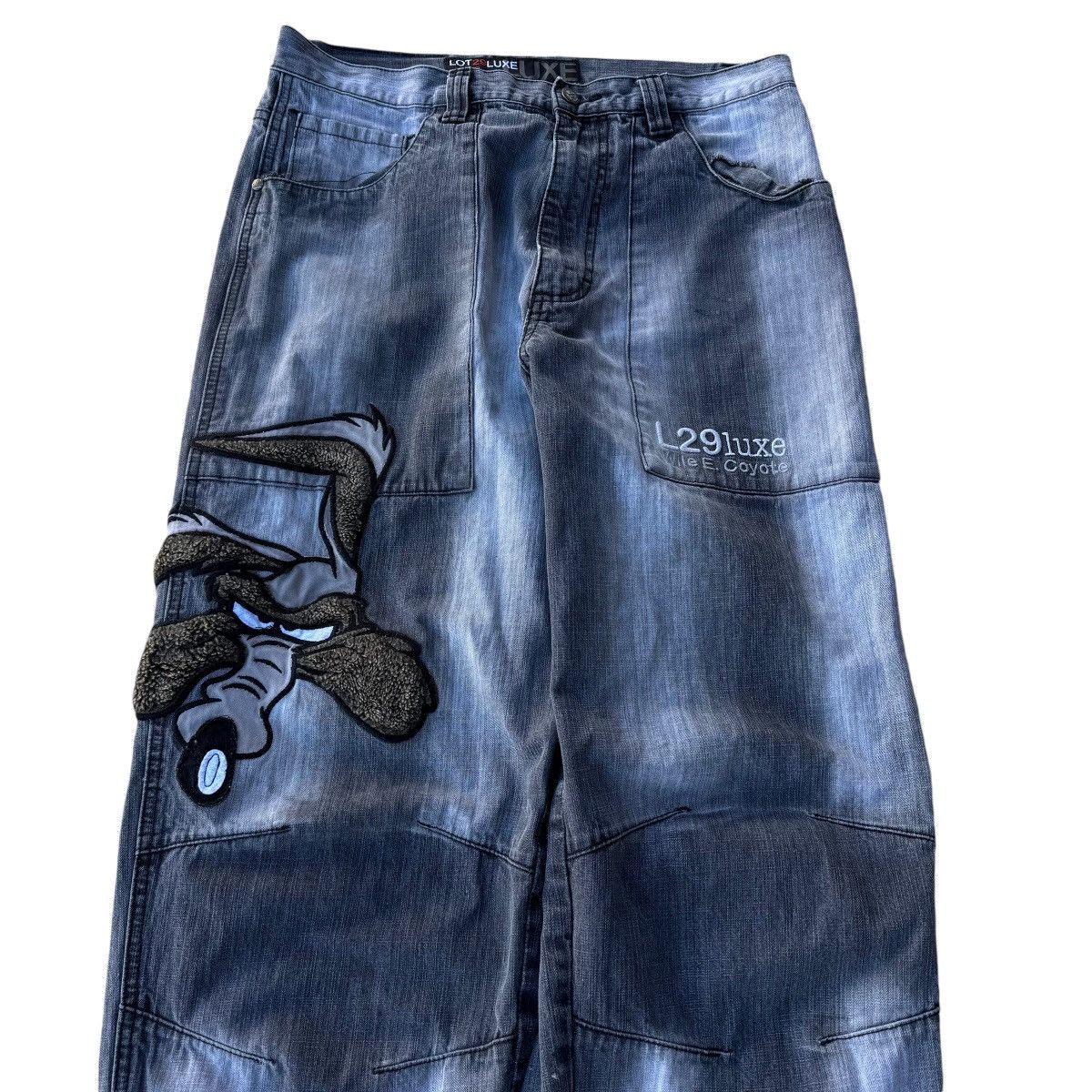 JNCO × Southpole × Warner Bros LOT 29 WIDE LEG WILE E COYOTE BLACK WASHED BAGGY Y2K JEANS Size US 34 / EU 50 - 7 Thumbnail