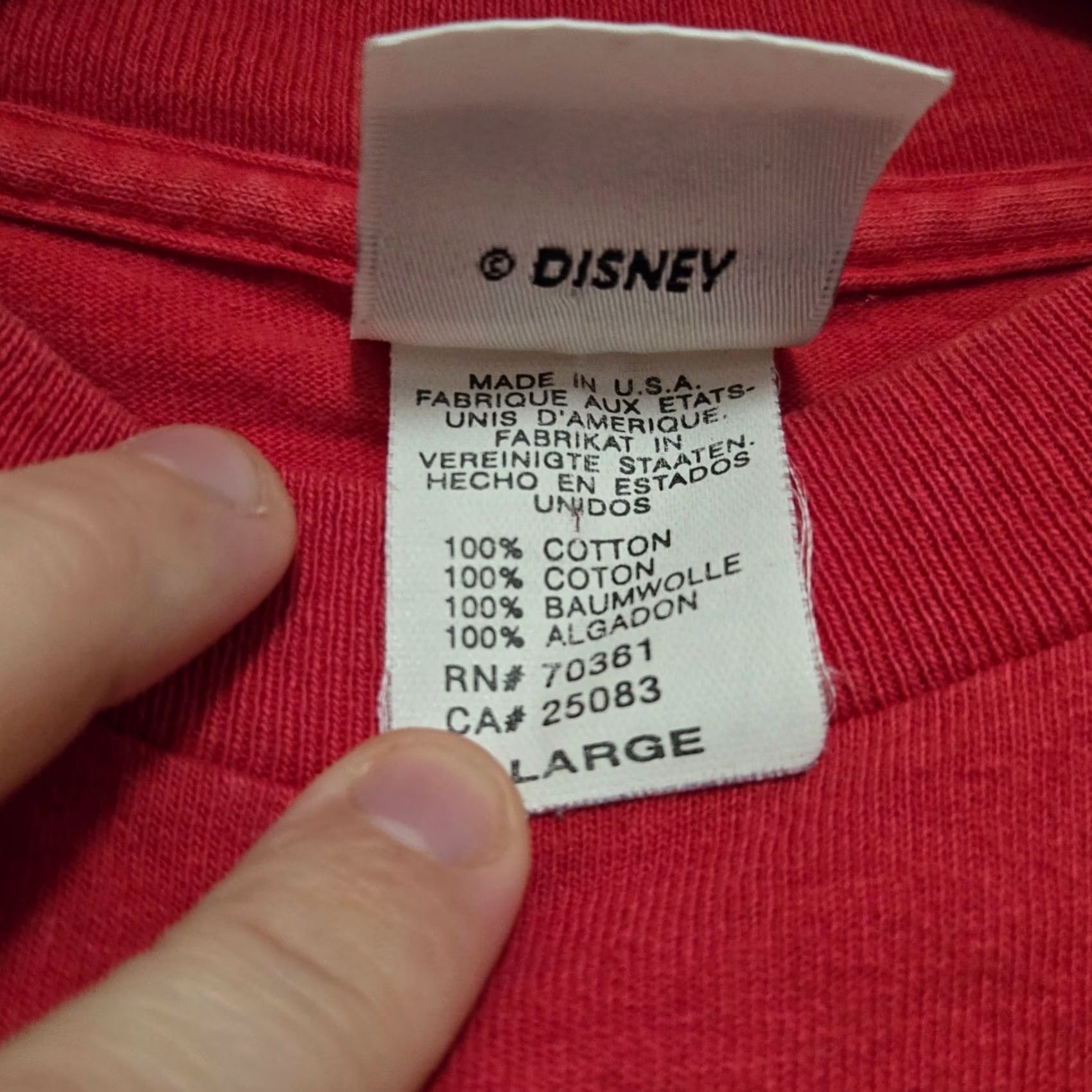 Disney VINTAGE 90s MICKEY MINNIE MOUSE XMAS T-Shirt Large Embroidered Walt Disney Red L Unisex Adults Shirt Mens Womens Size US L / EU 52-54 / 3 - 5 Thumbnail