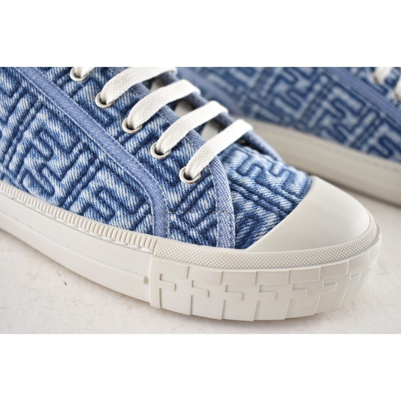 Fendi Fendi Domino Denim Platform Logo Low Top Trainer Sneaker 40 Size US 10 / IT 40 - 5 Thumbnail