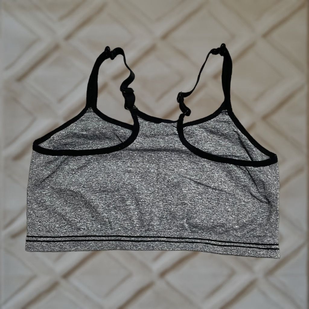 Vintage Unbranded Sports Bra Bralette Womens 1X Gray Black Racerback Active Gym Athletic Size ONE SIZE - 1 Thumbnail