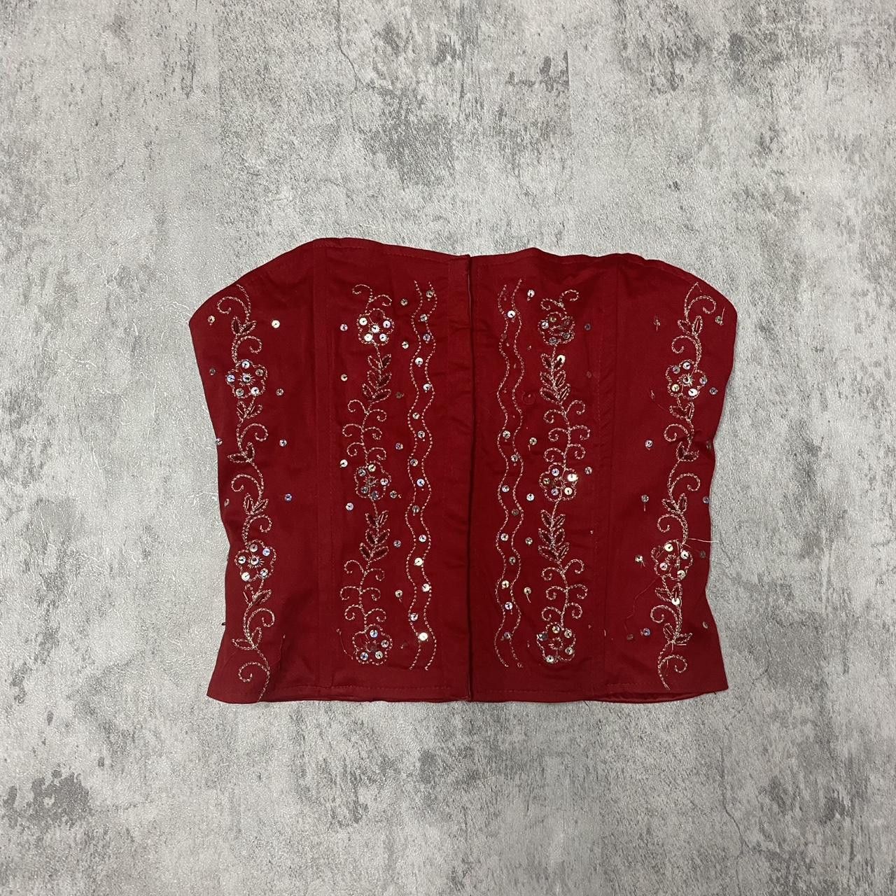 Other Red corset top with beaded details #corsettop Size ONE SIZE - 1 Thumbnail