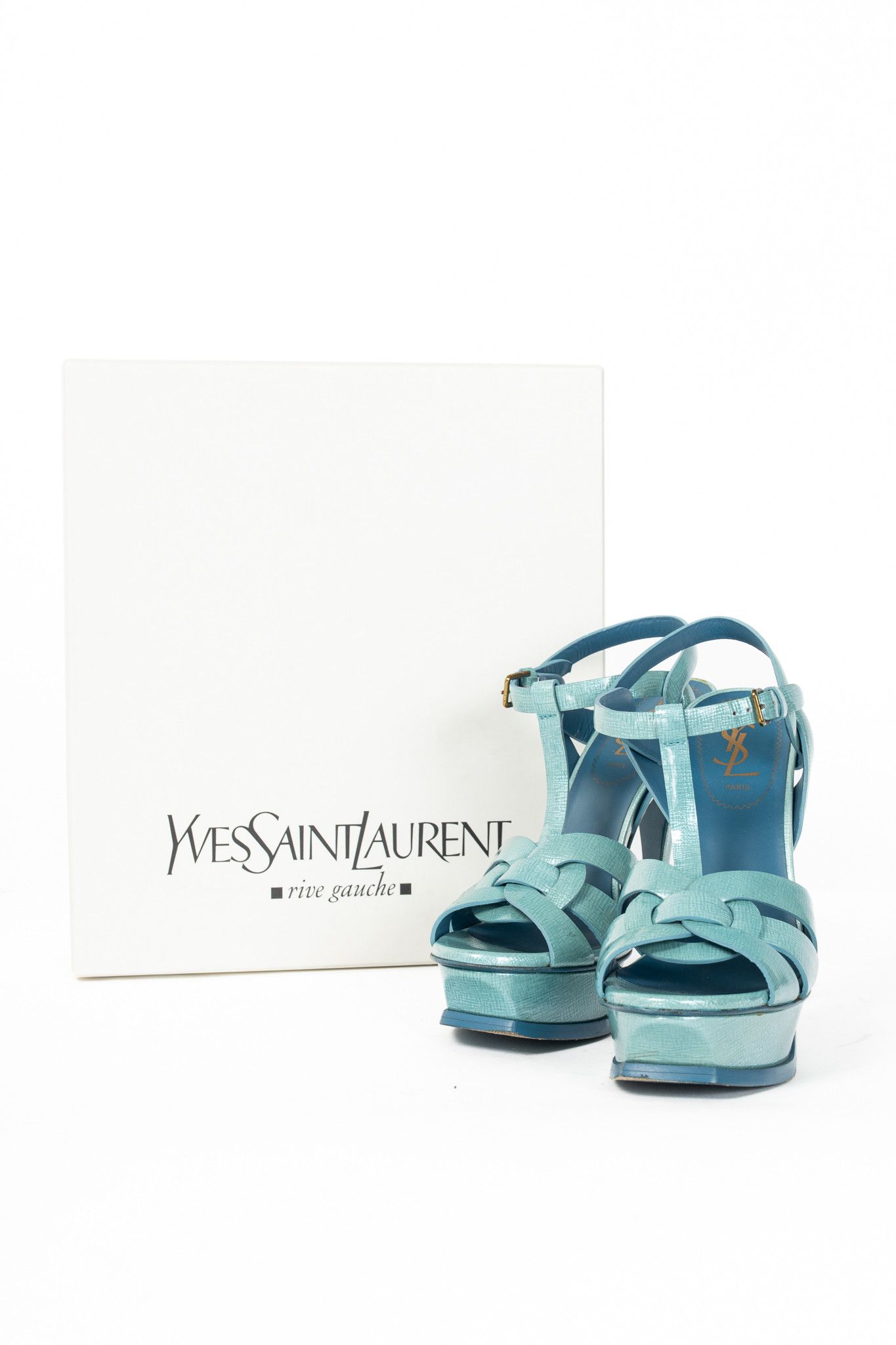 Yves Saint Laurent Yves Saint Laurent Tribute 105 Paille Patent Sandals Size US 7 / IT 37 - 11 Thumbnail