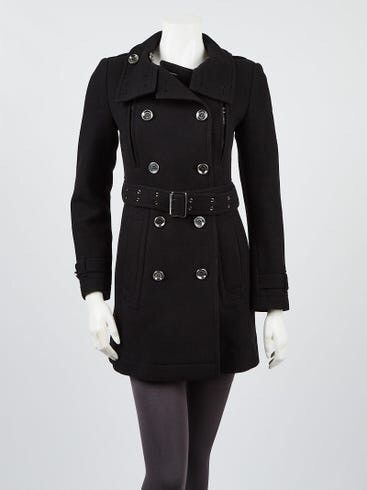 Burberry Burberry Brit Black Wool Blend Zip-Pocket Trench Coat Size M / US 6-8 / IT 42-44 - 3 Thumbnail