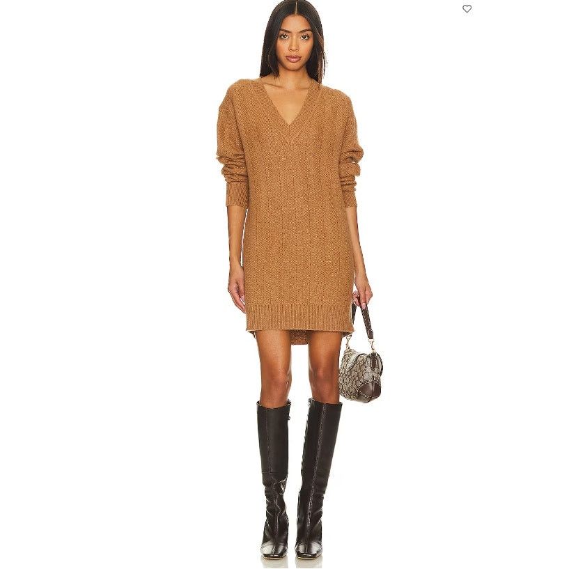 Rag & Bone NEW! Rag & bone Durham Herringbone-Knit Cashmere Minidress Size S / US 4 / IT 40 - 2 Thumbnail