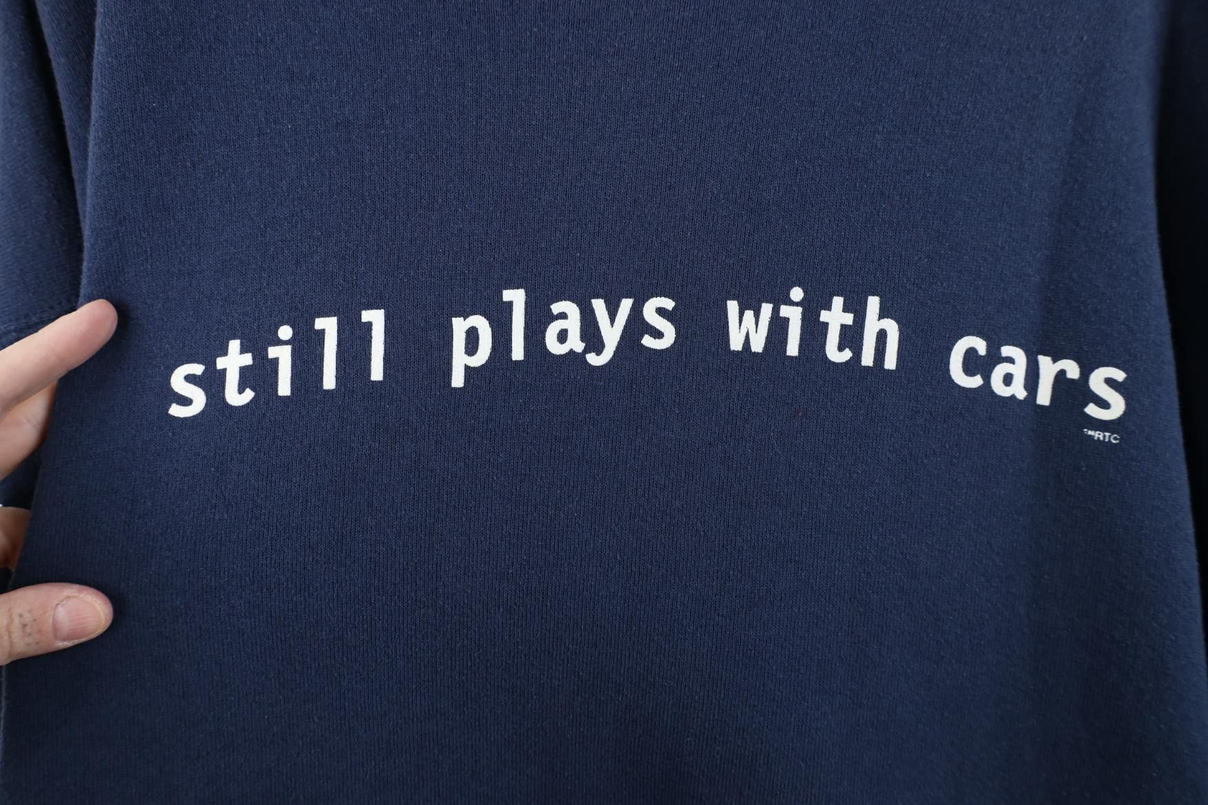 Vintage Vintage 90s Streetwear Still Plays With Cars Sweatshirt Blue Size US XL / EU 56 / 4 - 4 Thumbnail