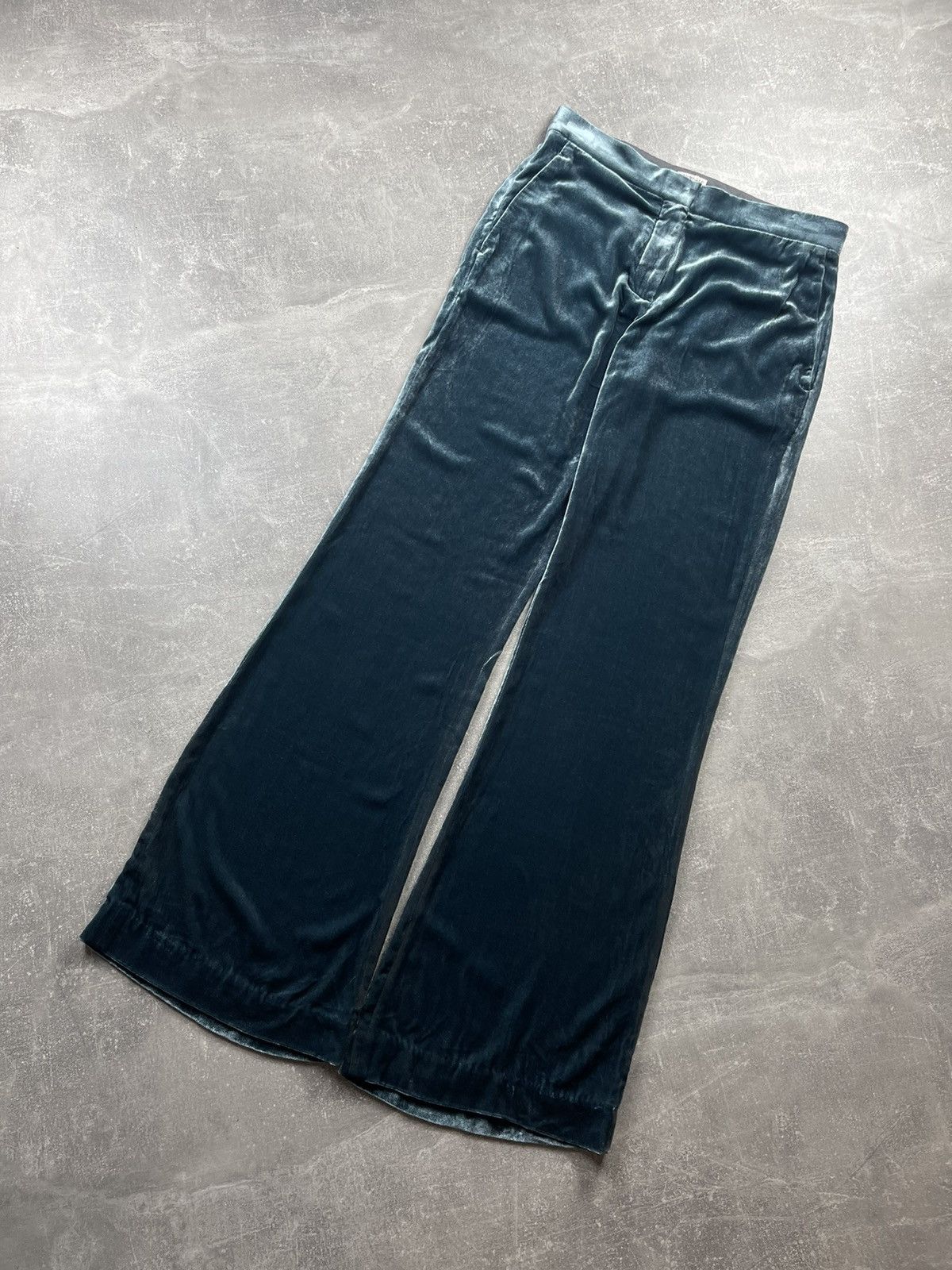 Brunello Cucinelli Brunello Cucinelli Blue Velvet Silk Wide Leg Pants Italian Size 28" / US 6 / IT 42 - 1 Thumbnail