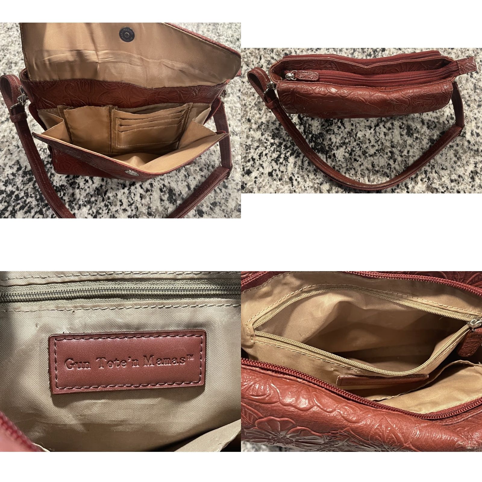 Vintage VINTAGE Gun Tote’n Mamas Purse CCW Leather Handbag Cherry Red Shoulder Crossbody Women Adult Small Minor Flaws Size ONE SIZE - 8 Thumbnail
